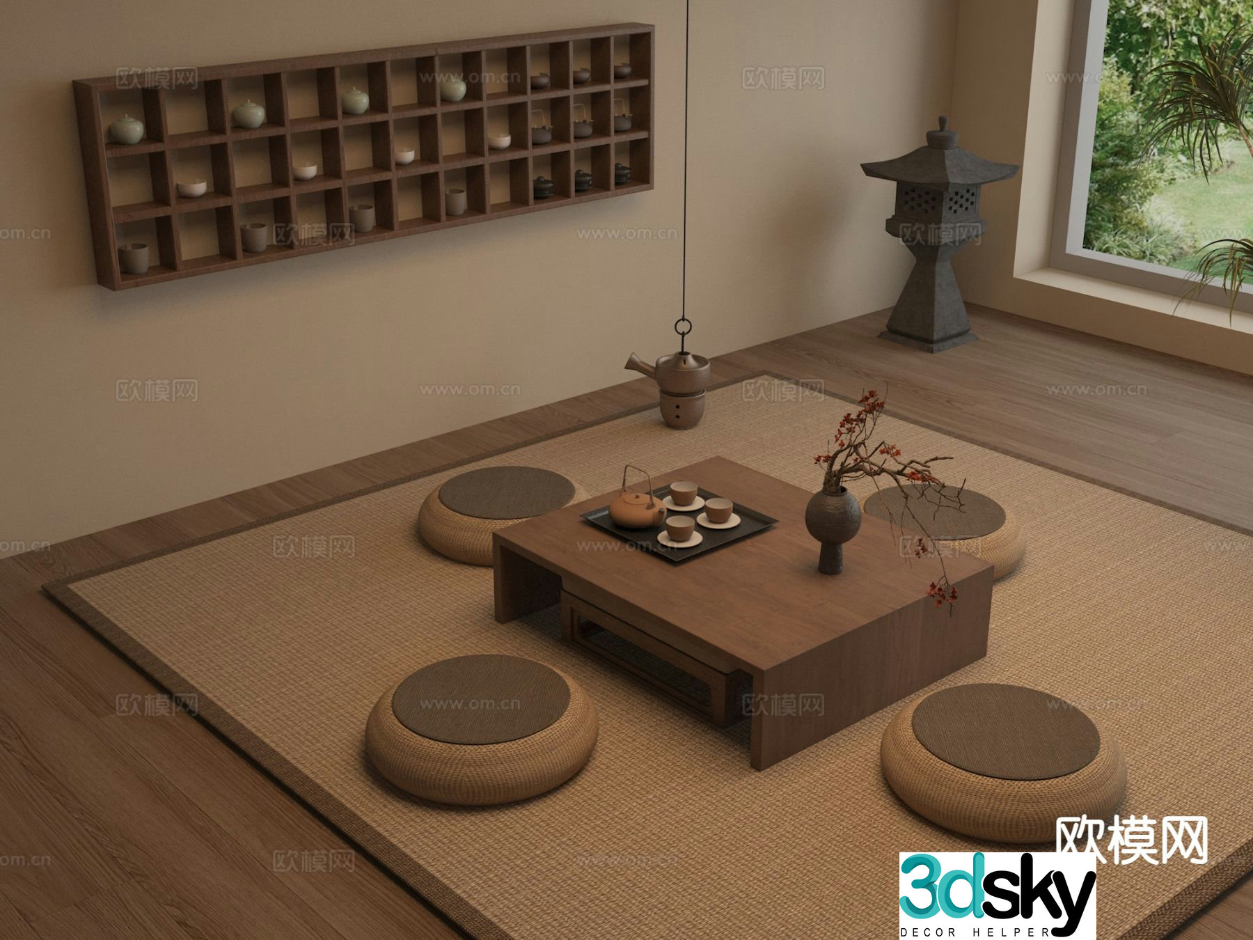 Middle-aged tea table tatami tea table 3D model