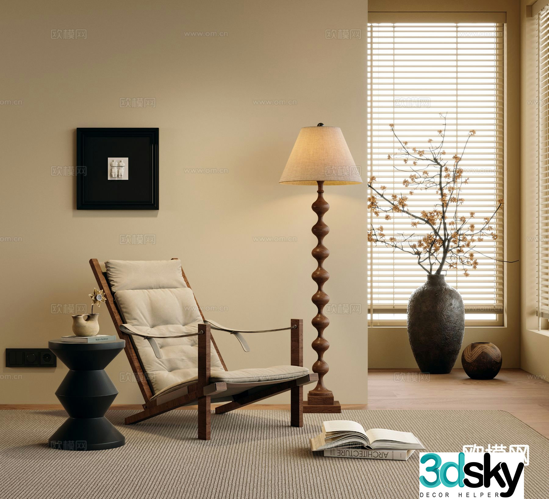 Medieval style chair lounge chair leisure chair 3d model