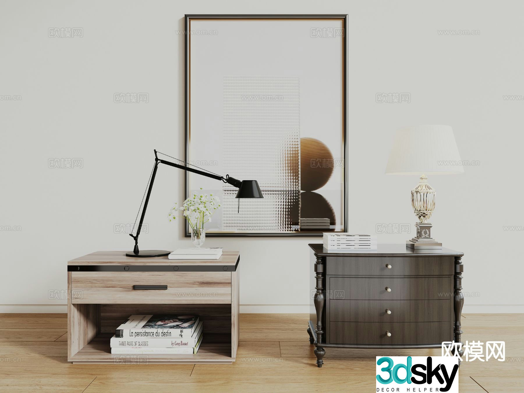 Modern bedside table 3d model