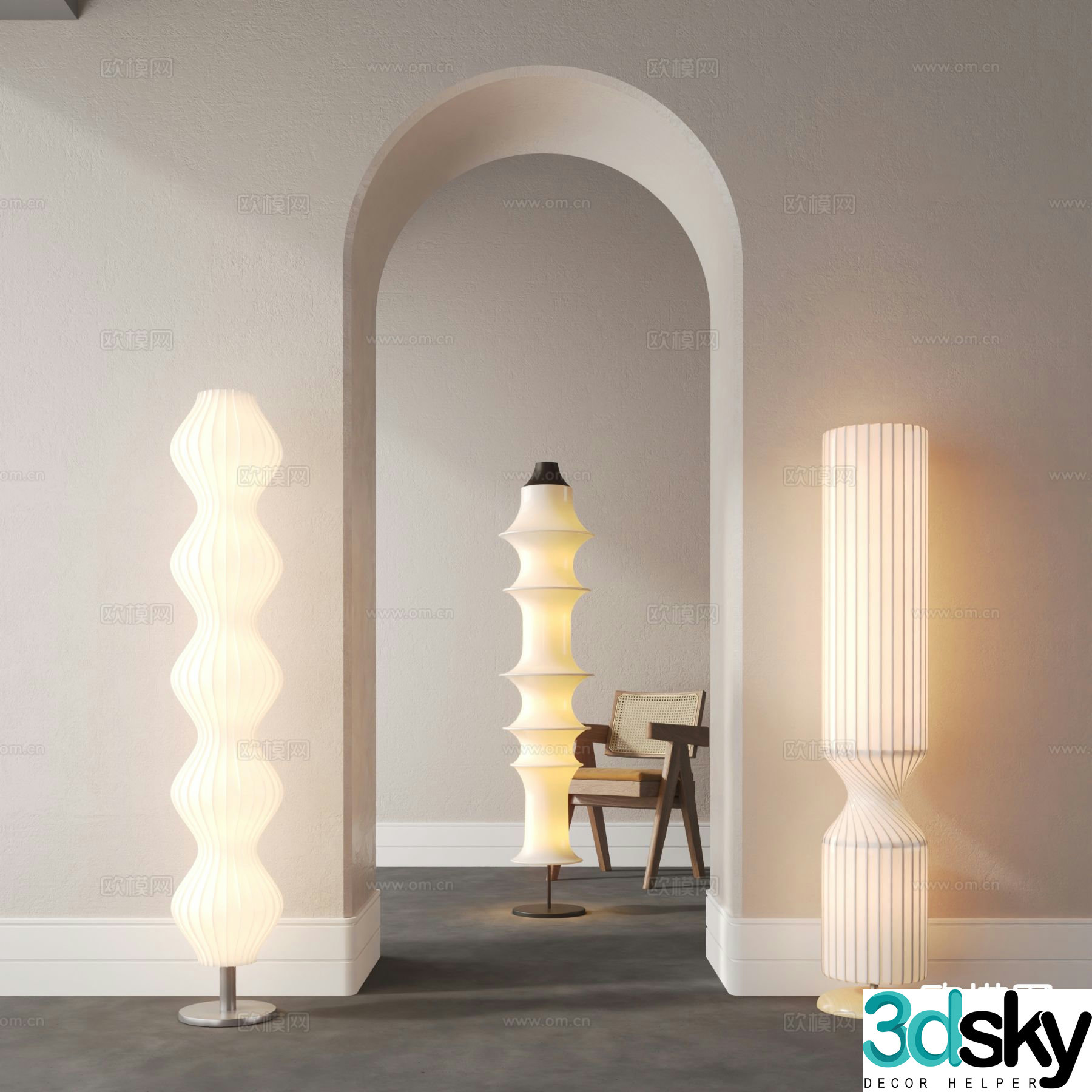 Wabi-sabi floor lamp ambient light 3d model