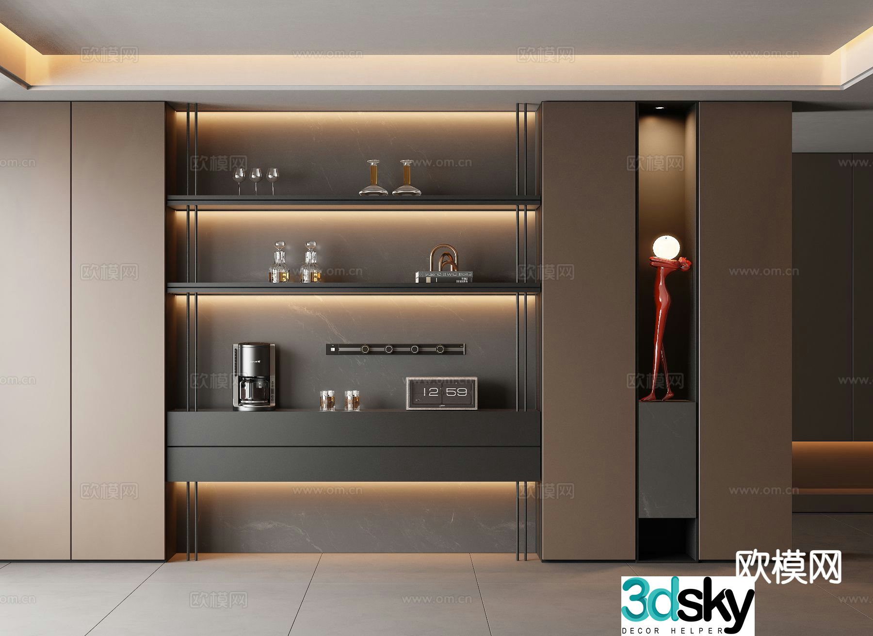 Italian wine cabinet sideboard 3d model