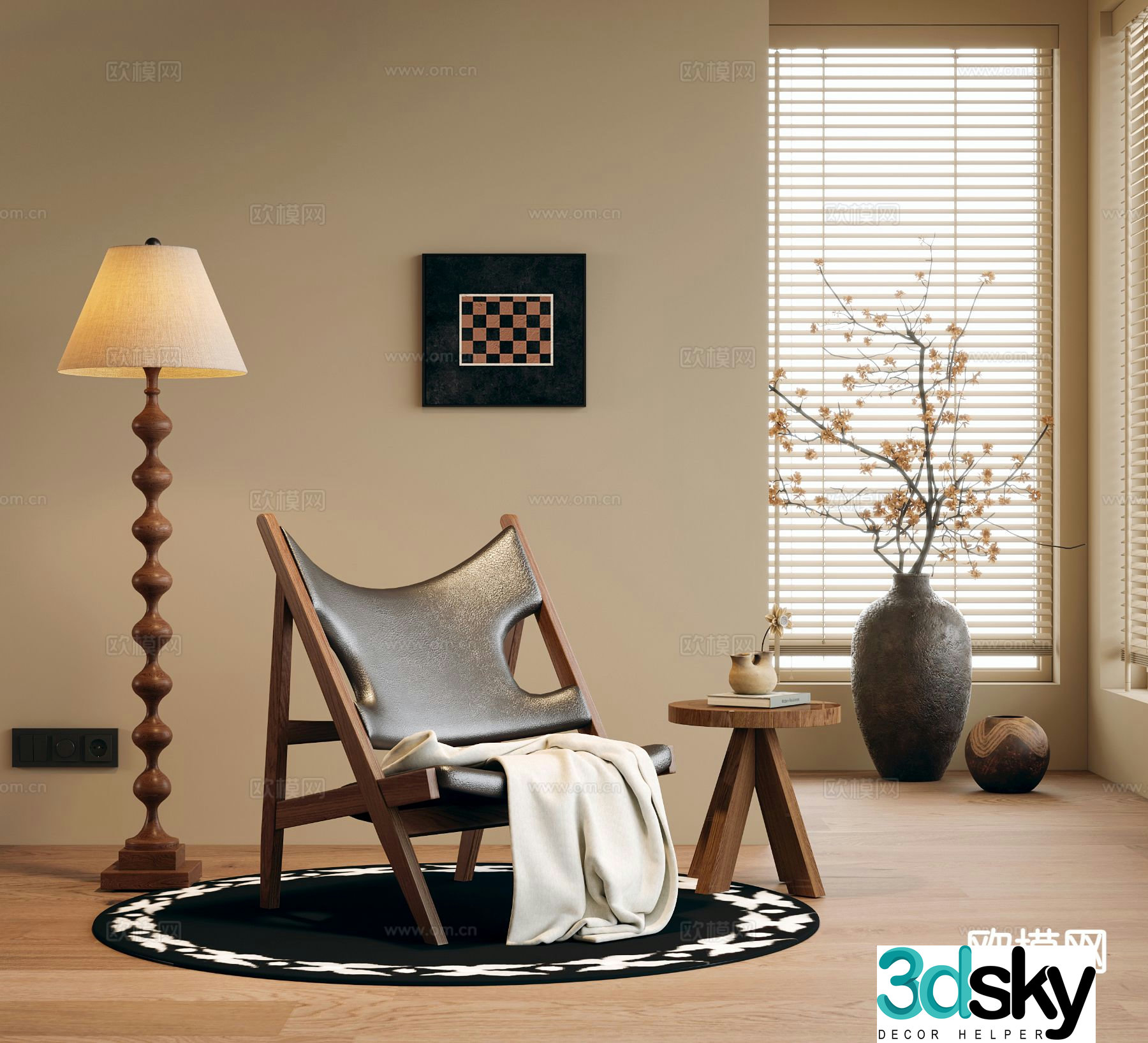 Medieval style leisure chair chair lounge chair 3d model