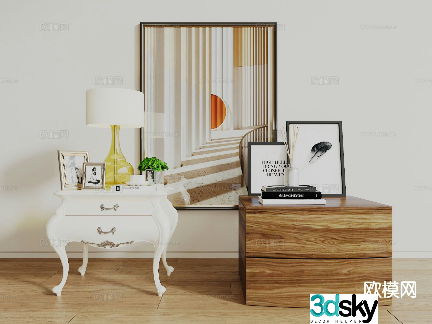 Modern bedside table 3d model