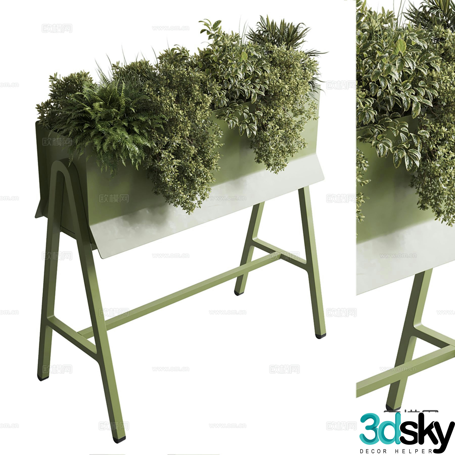 Modern green plant flower box 3d model