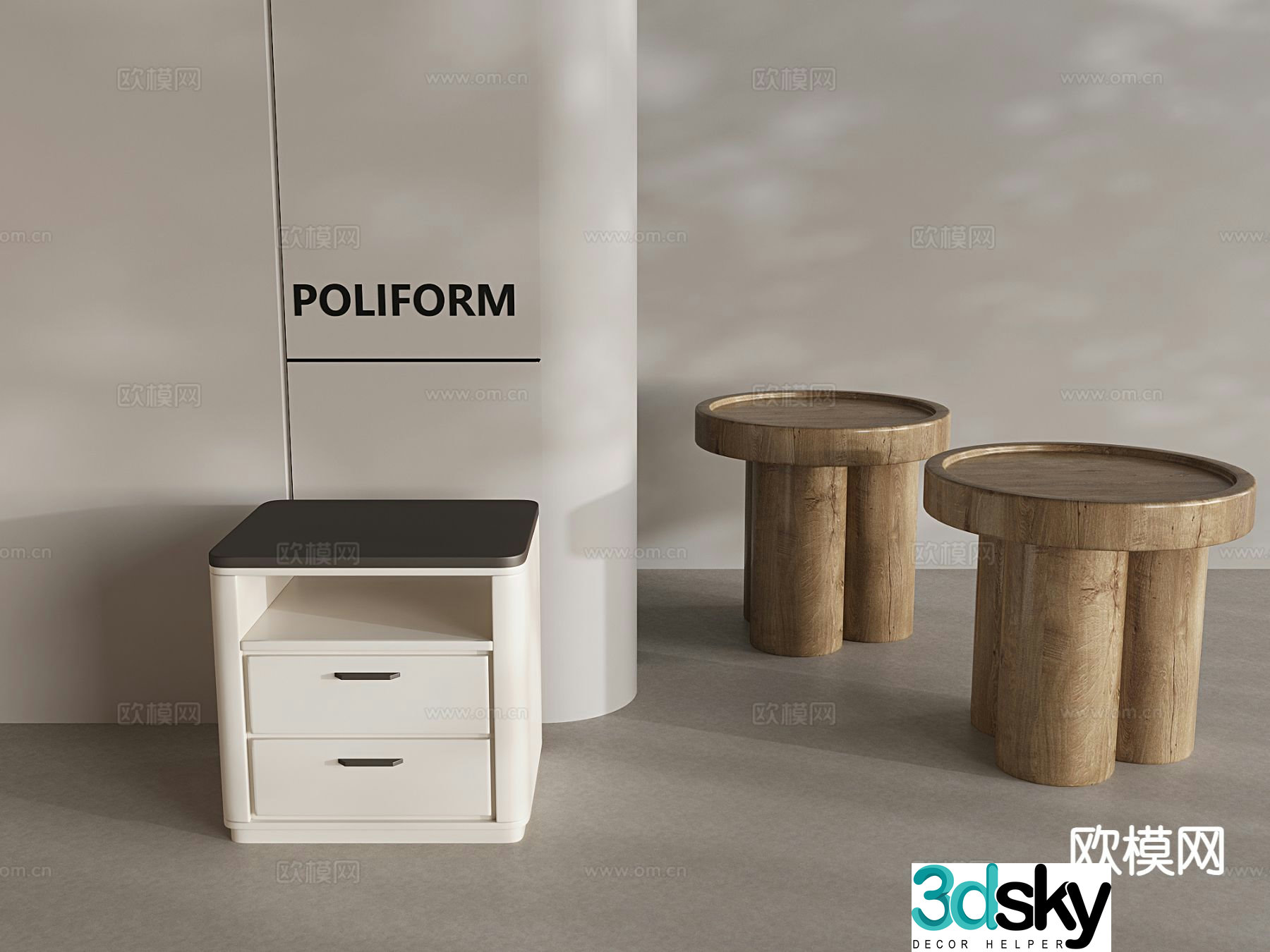Nordic bedside table 3d model