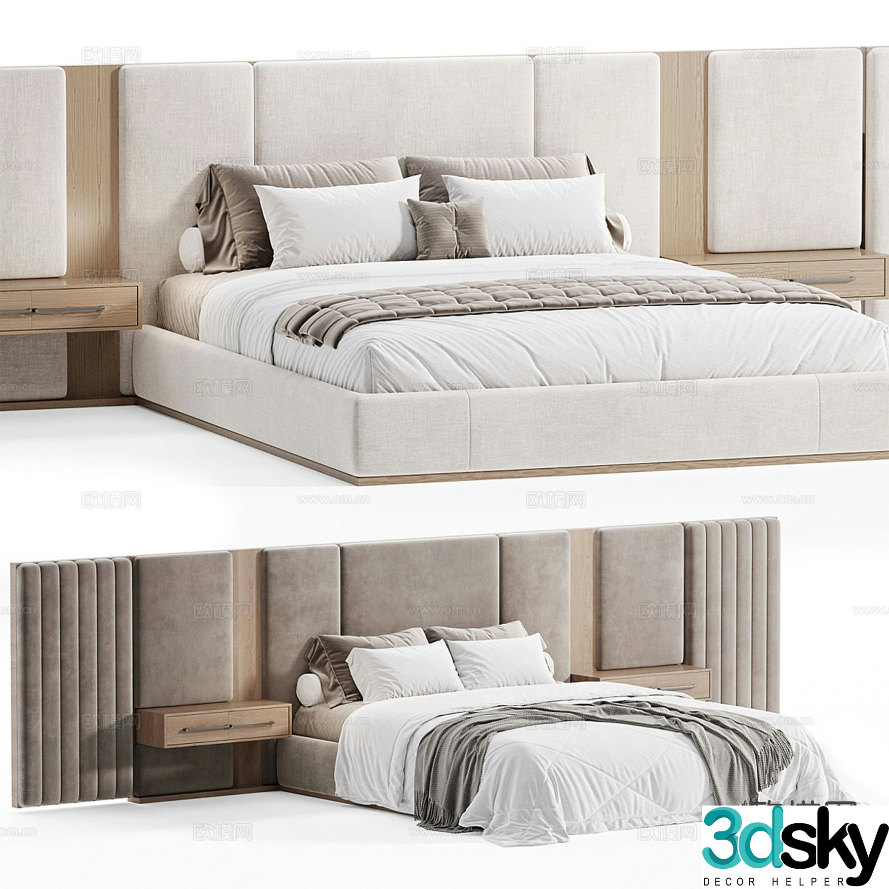 Modern double bed 3d model