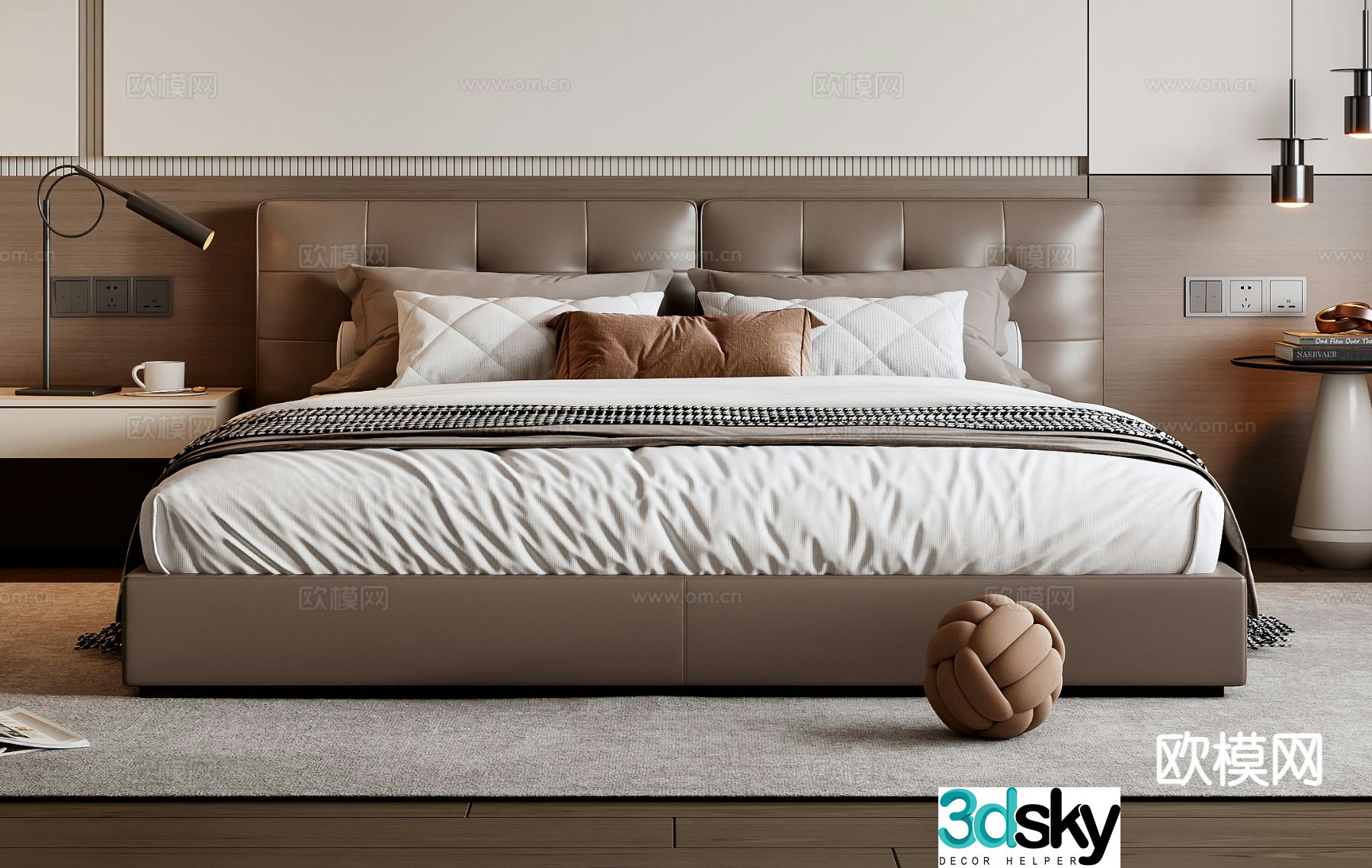 Italian double bed 3d model