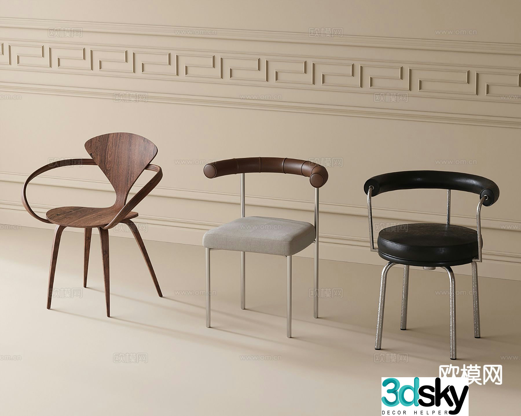 Modern dining chair single chair chair 3d model