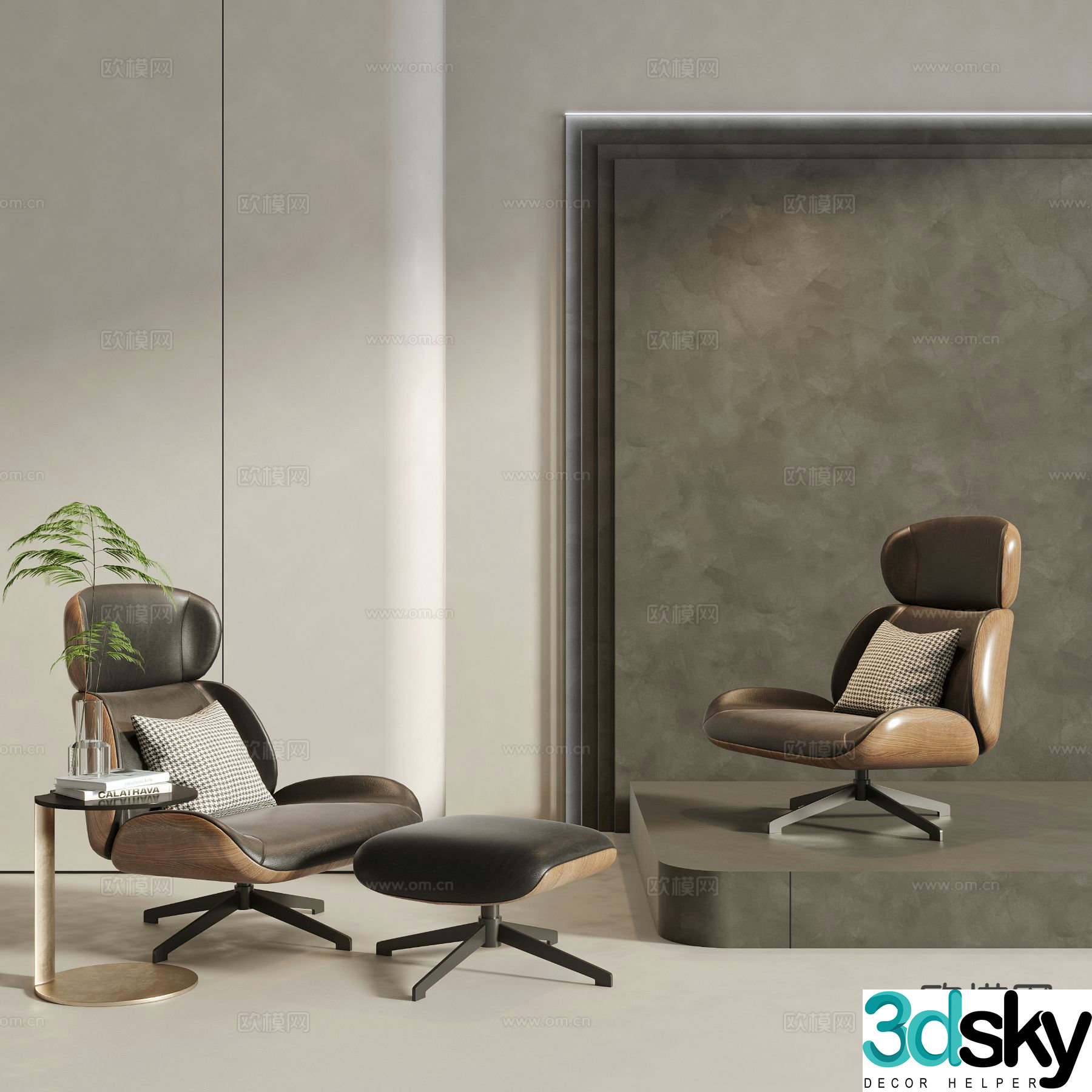 wabi-sabi office chair executive chair chair footrest 3d model