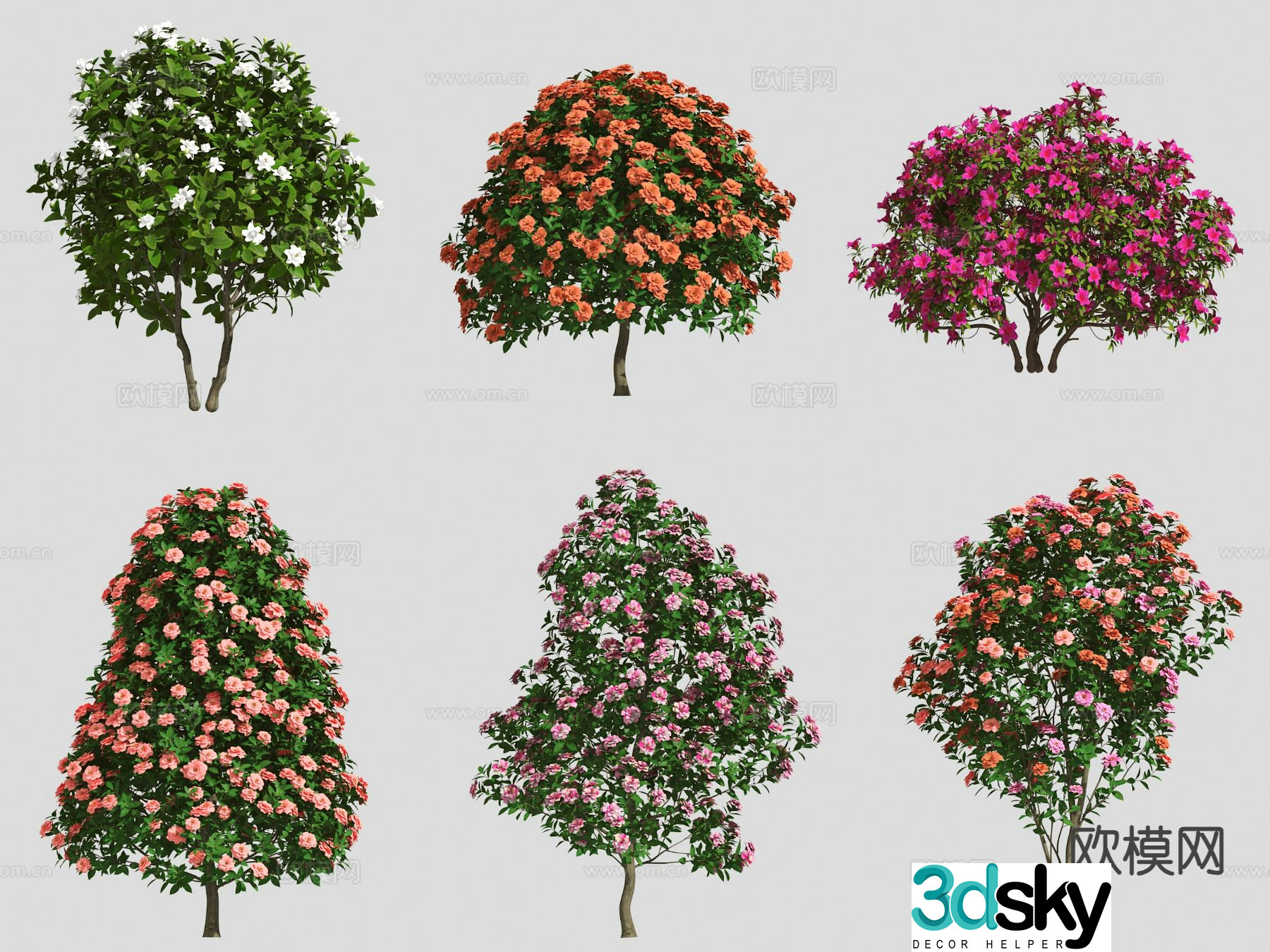 trees flower tree 3d model