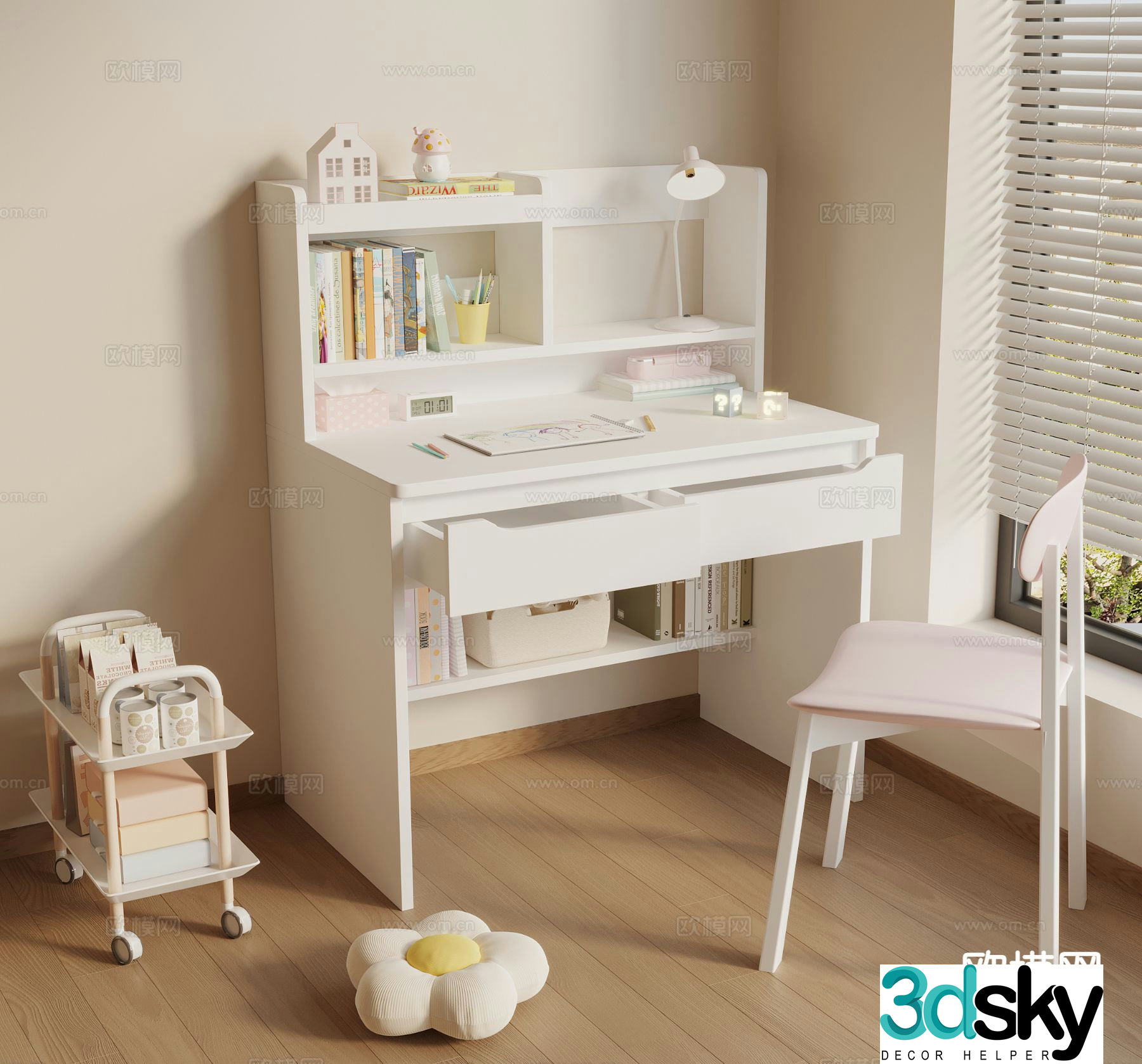 Modern children’s desk 3d model