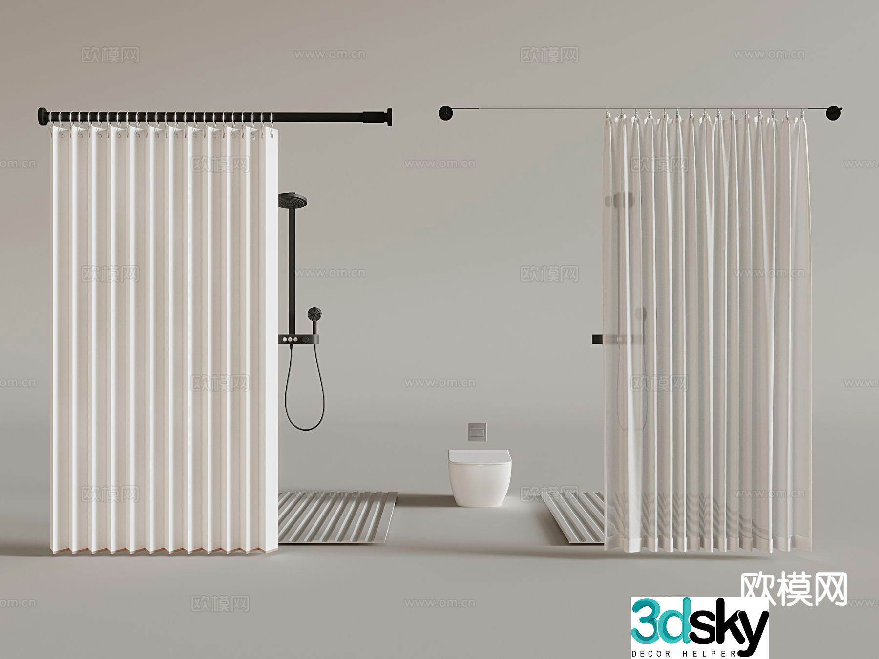 Modern shower partition shower head 3d model