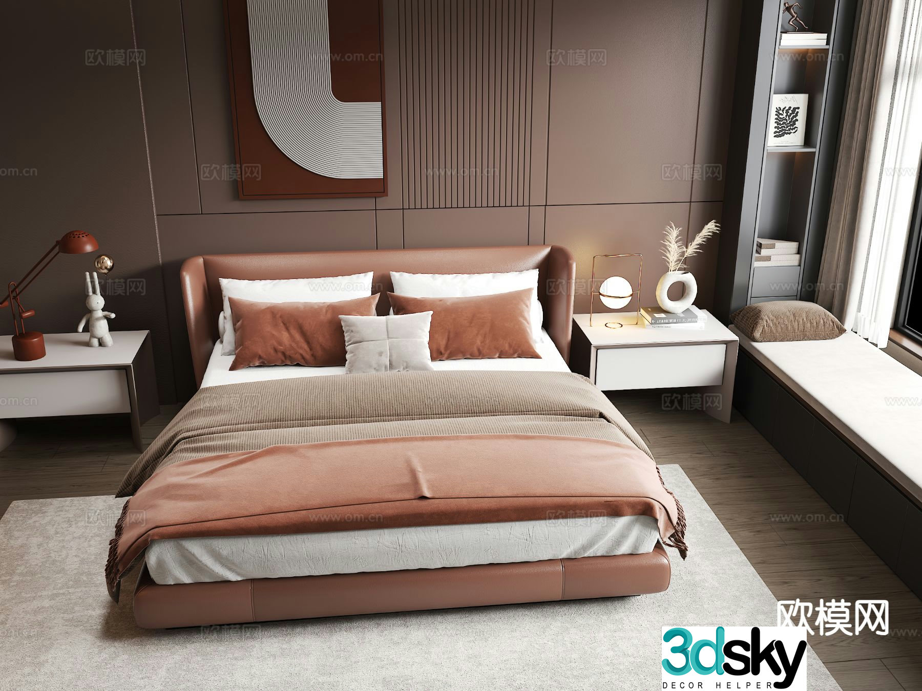 Italian double bed 3d model