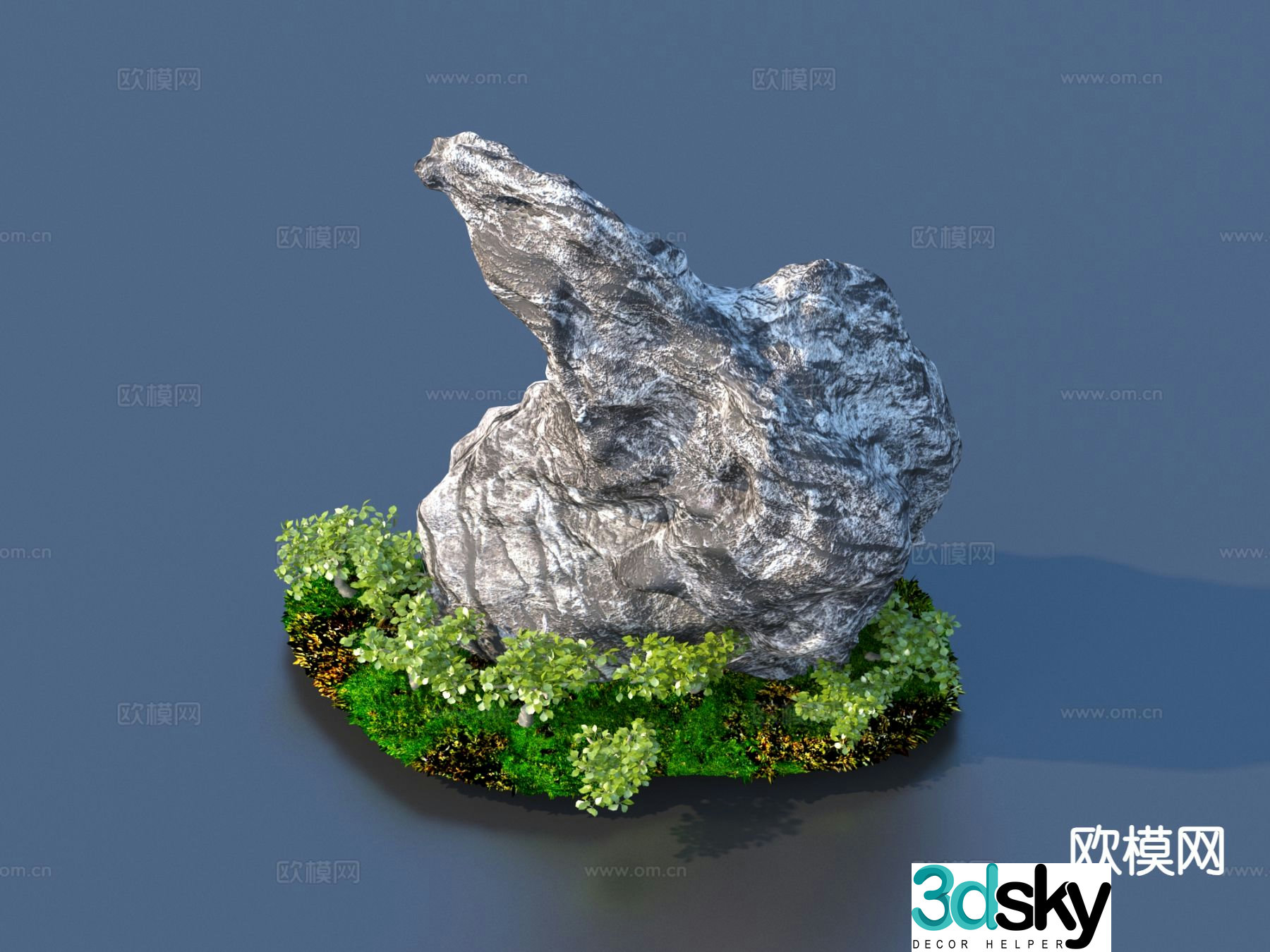 Modern rockery stone landscape sketch 3D model