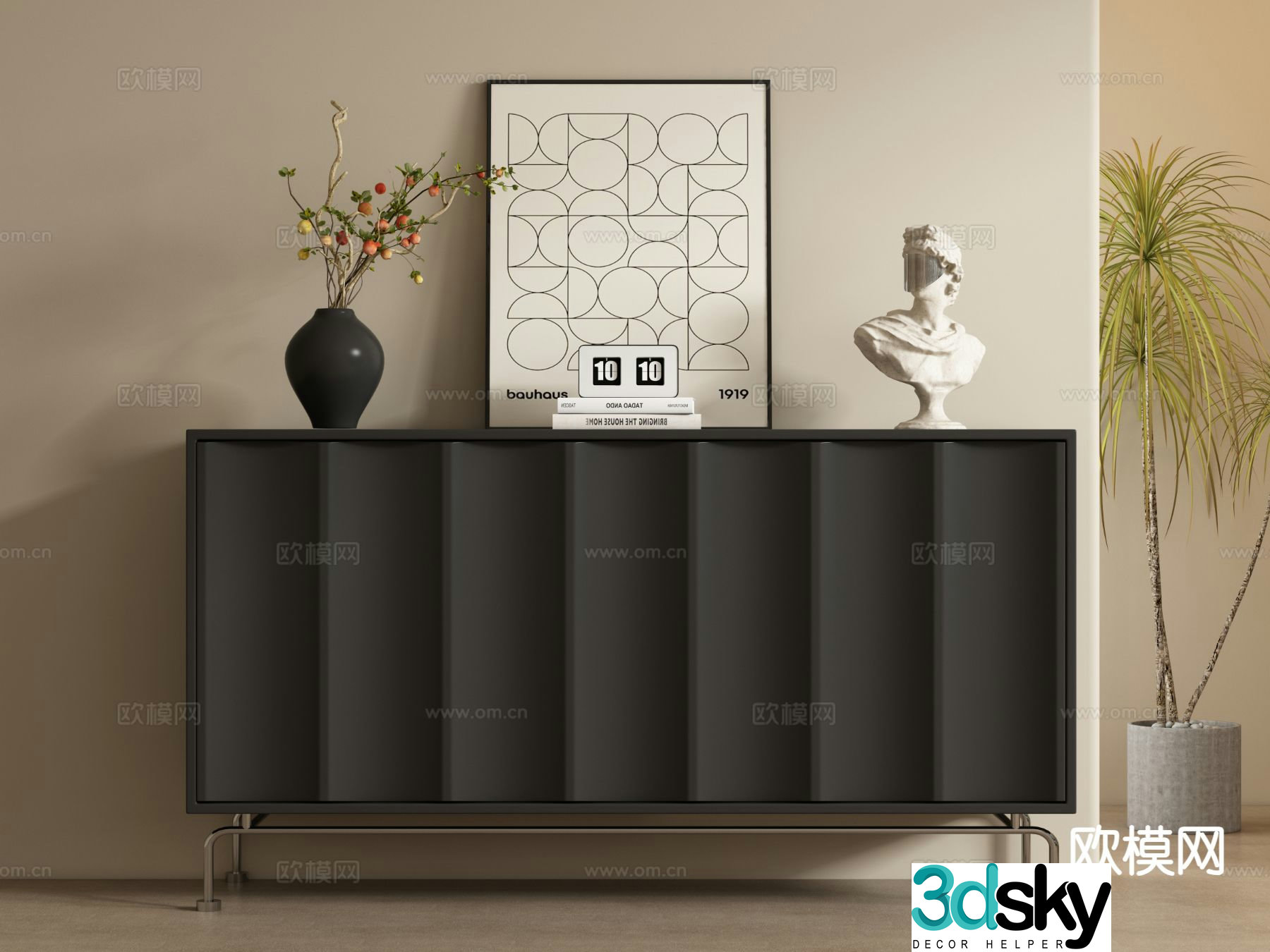 Medieval style side cabinet and entrance cabinet 3D model
