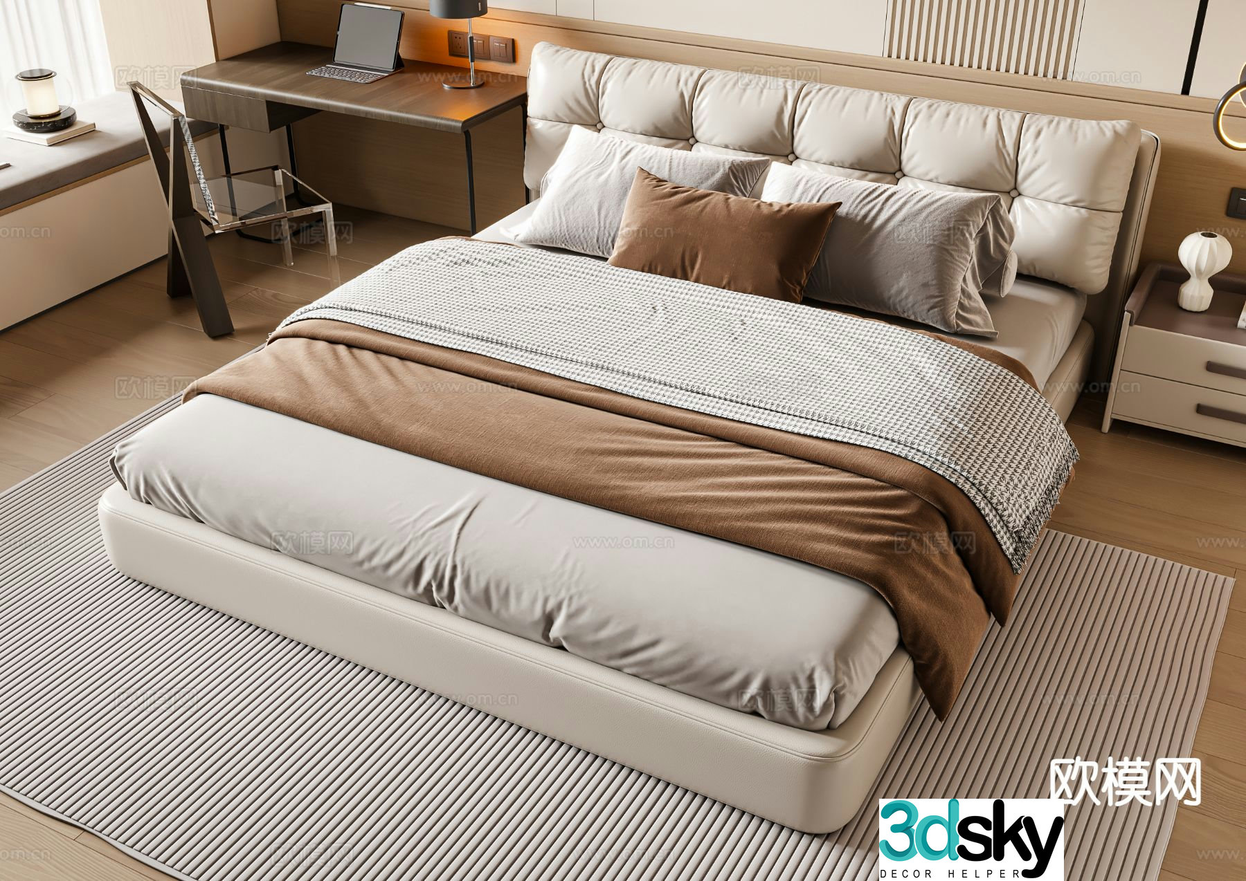 Modern double bed 3d model