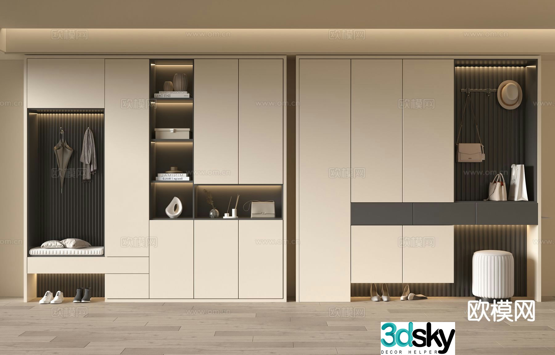 Modern shoe cabinet entrance shoe cabinet 3d model