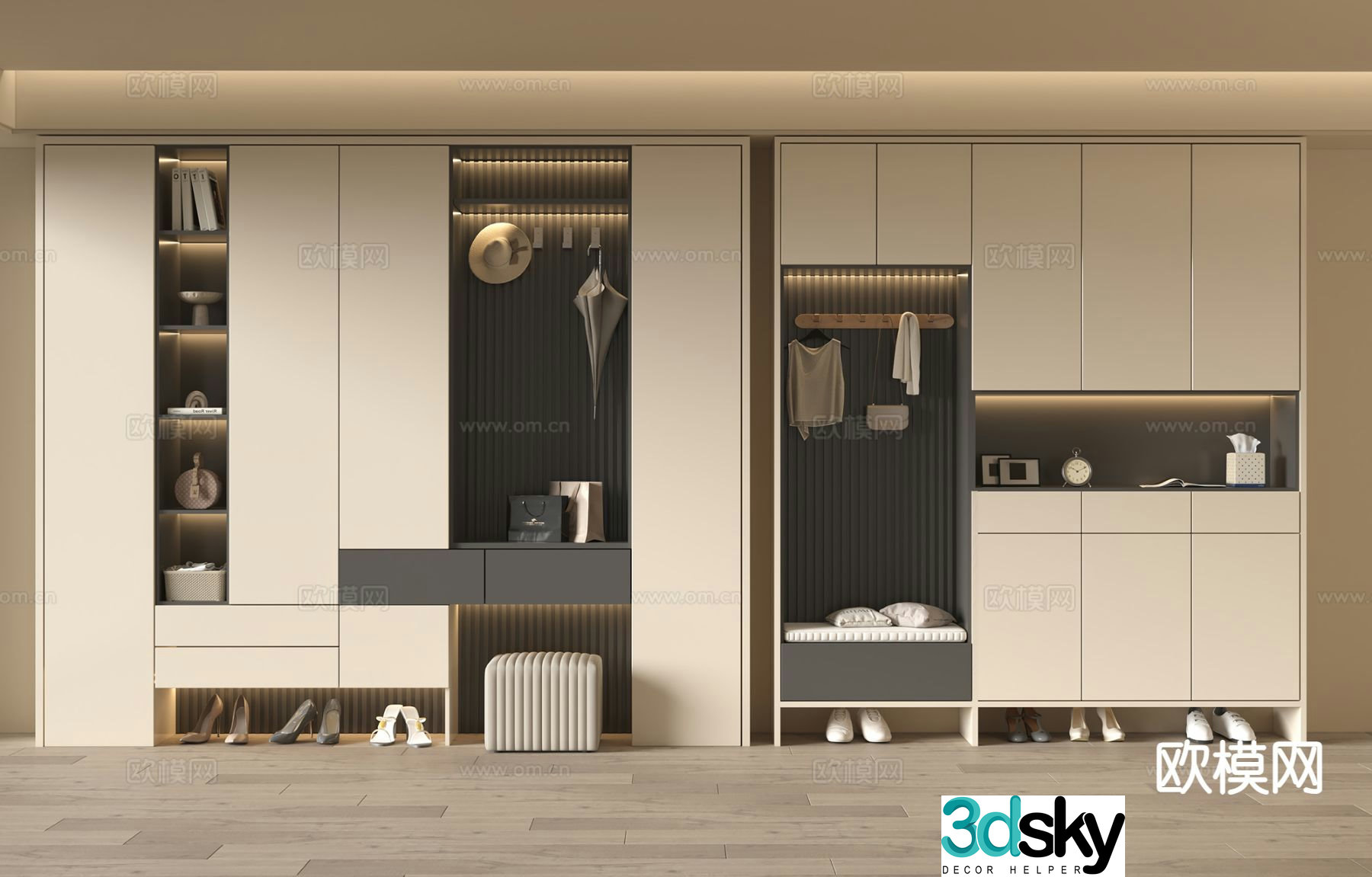 Modern shoe cabinet entrance shoe cabinet 3d model