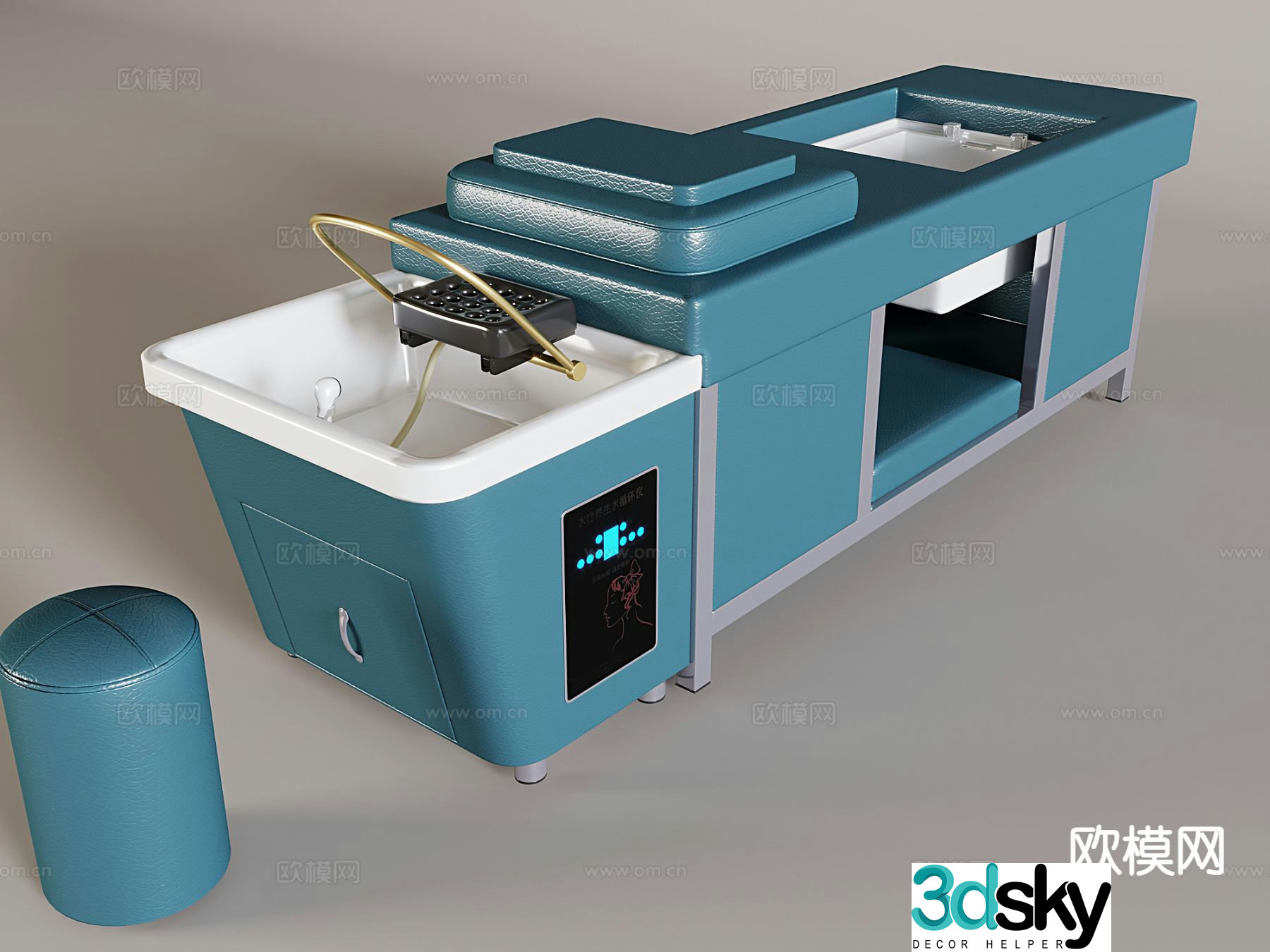 Thai style scalp therapy shampoo bed beauty salon water storage shampoo bed 3D model