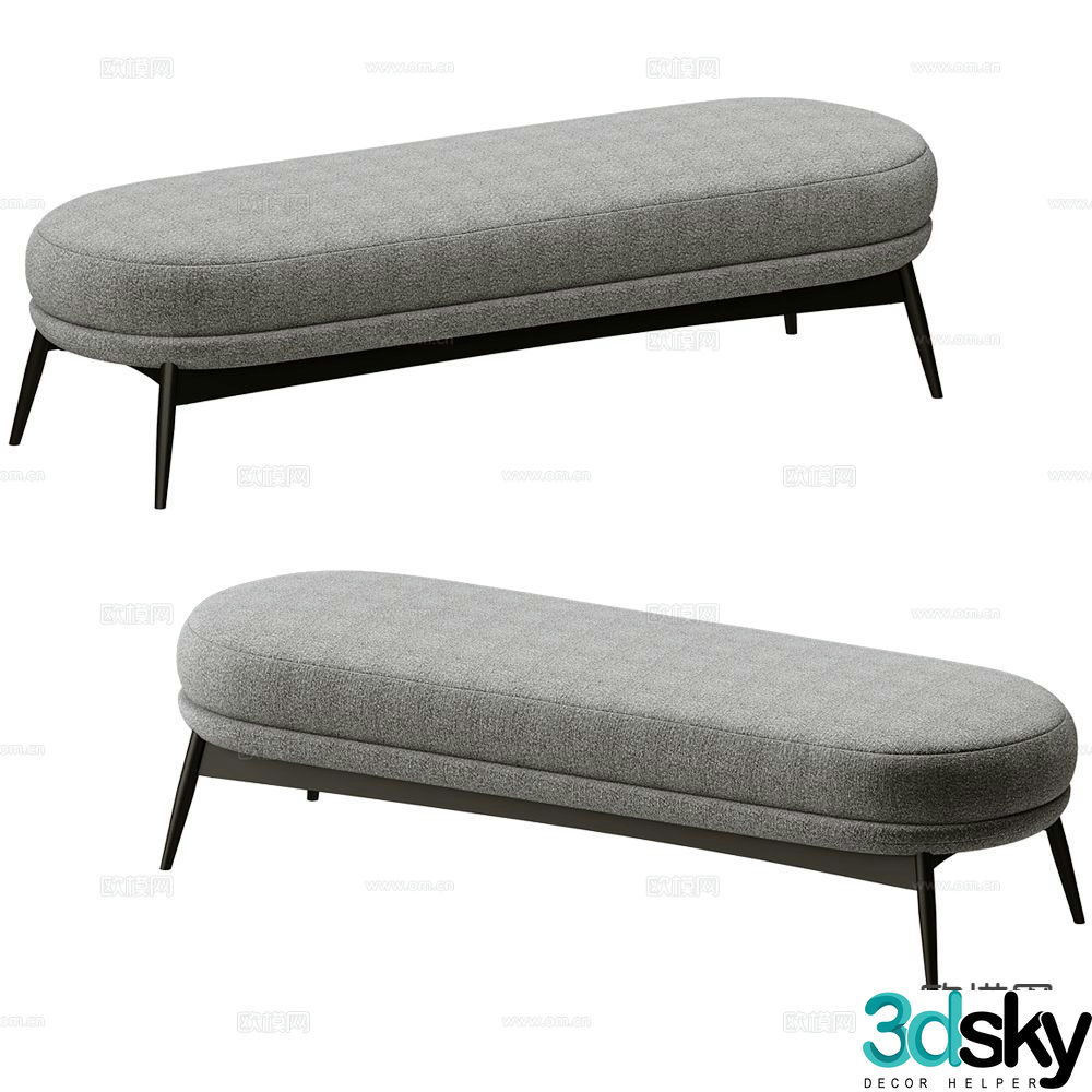 Saba modern fabric bench 3d model