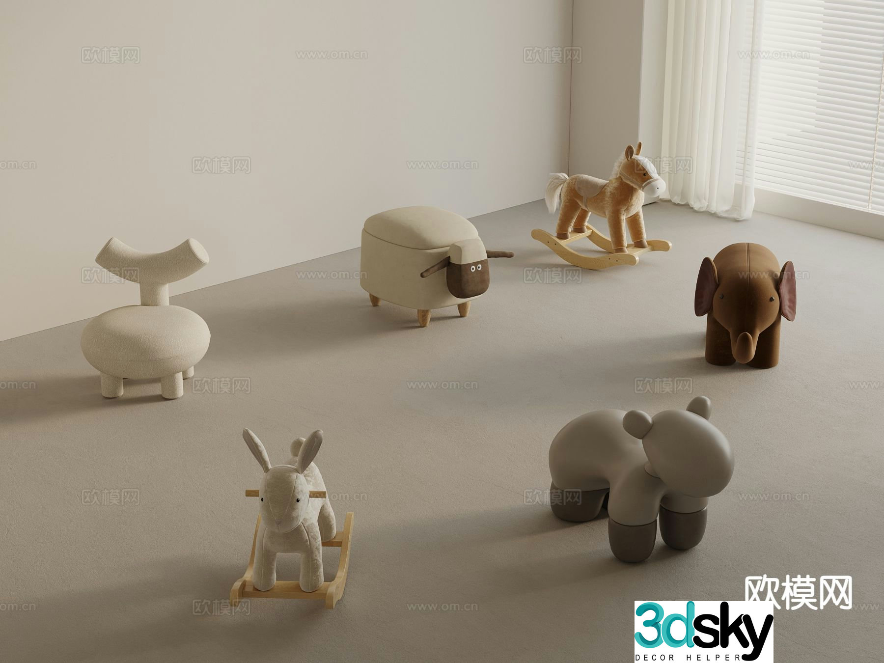 Modern cartoon chair children’s chair 3d model