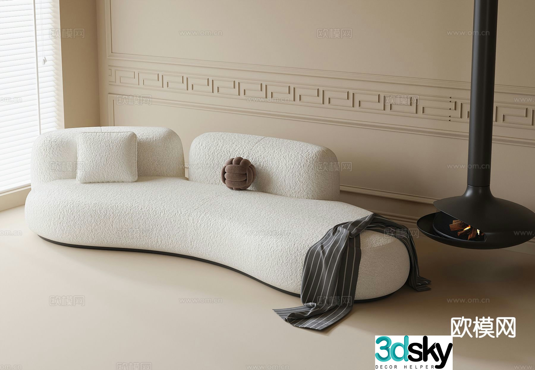Modern curved sofa 3d model