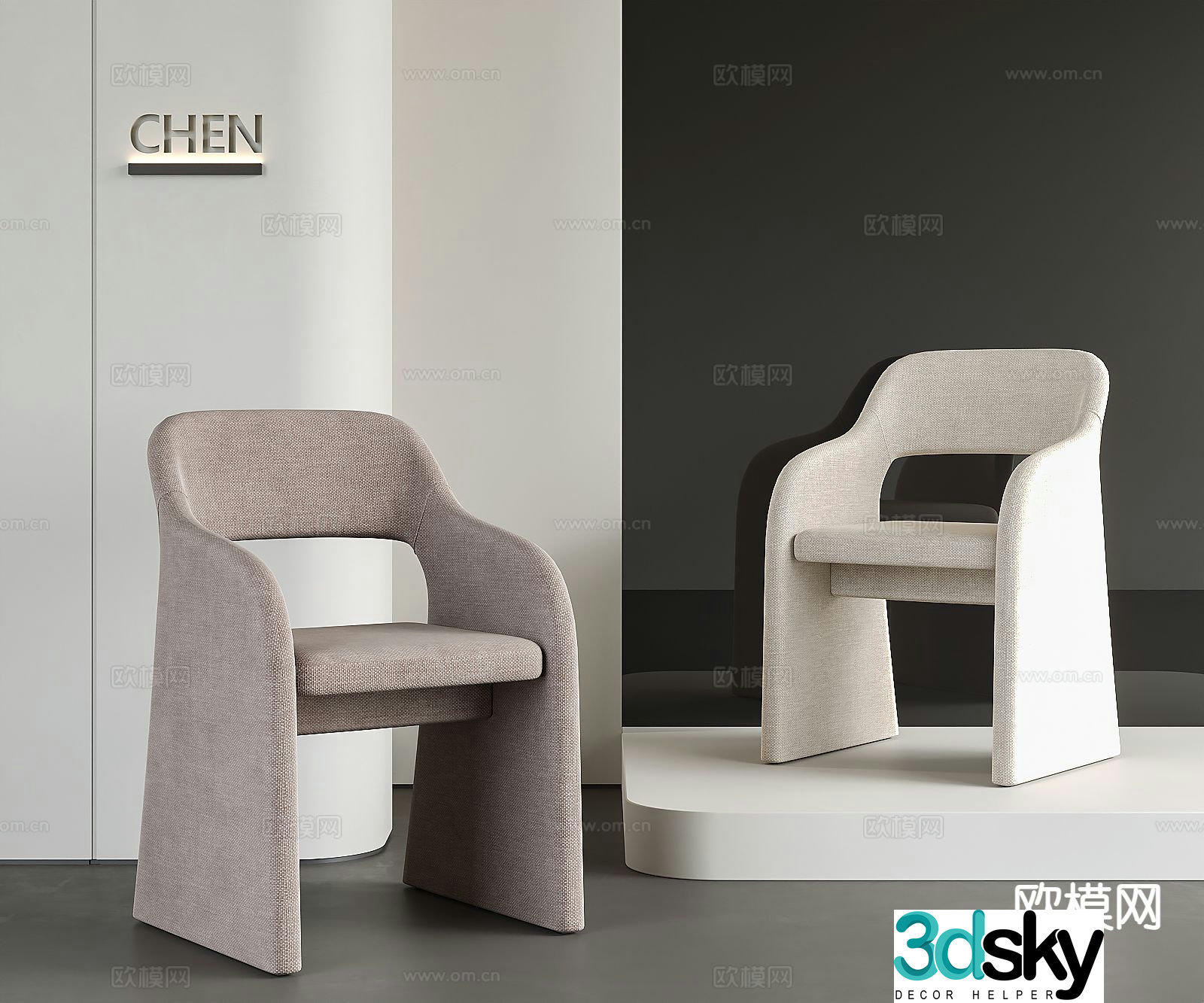 Modern fabric single chair 3d model