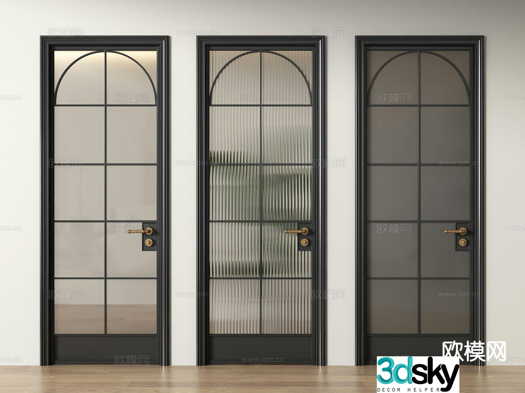 French retro door single door glass door toilet door kitchen door 3d model