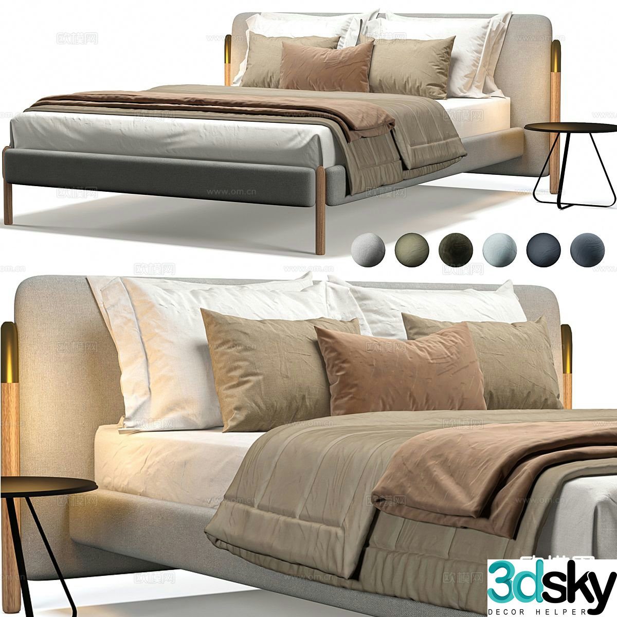 Modern double bed 3d model