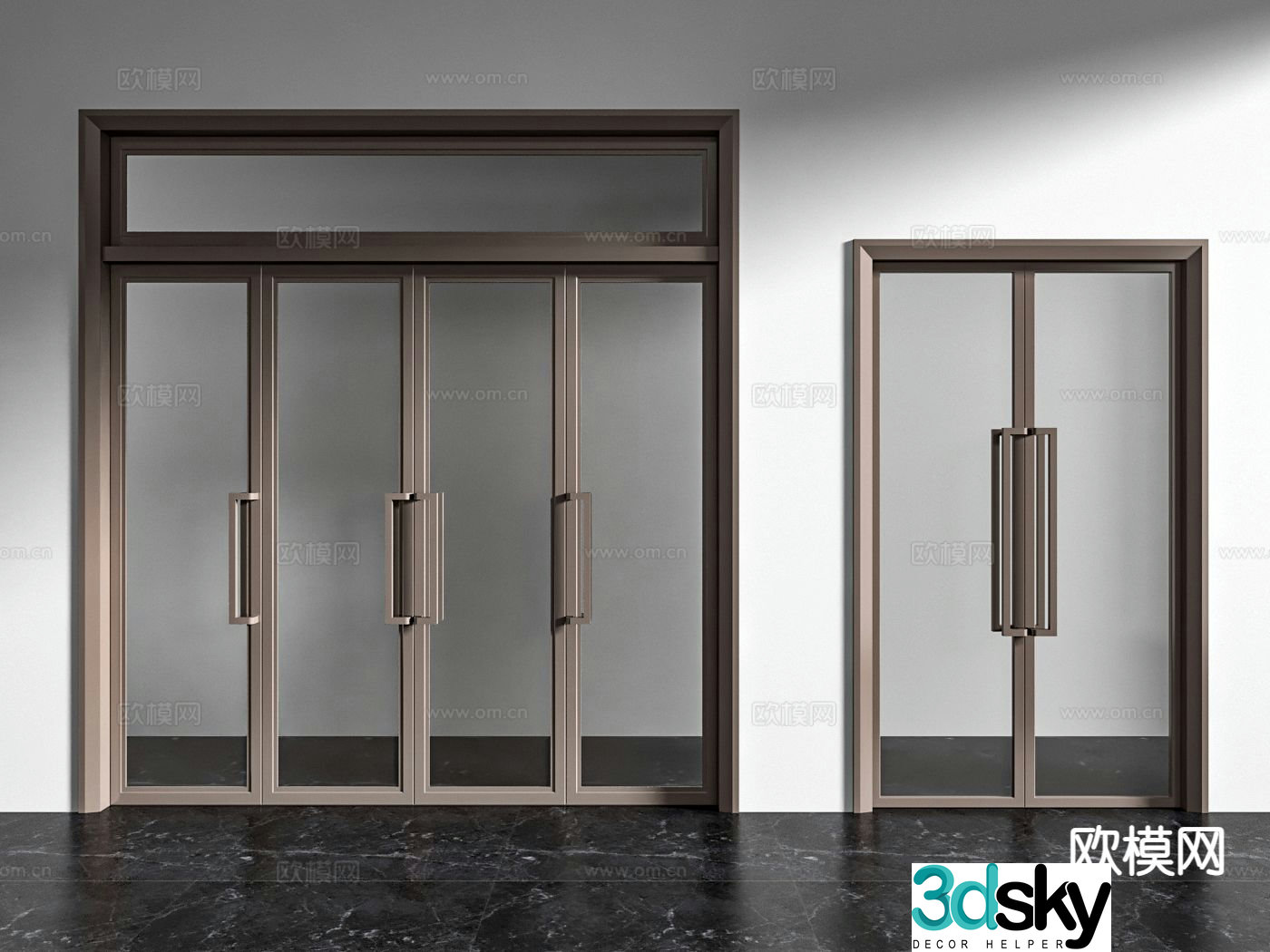 Stainless steel glass door aluminum alloy door KFC door 3d model