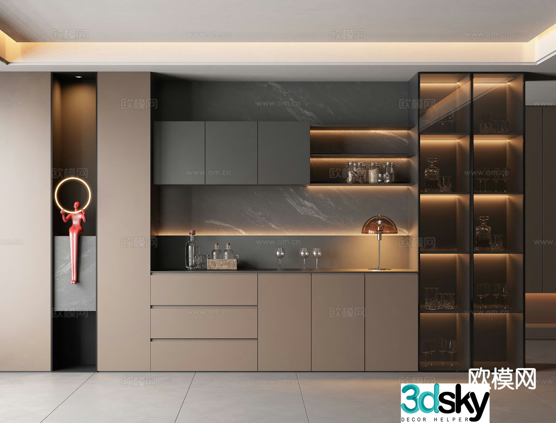 Italian wine cabinet sideboard 3d model