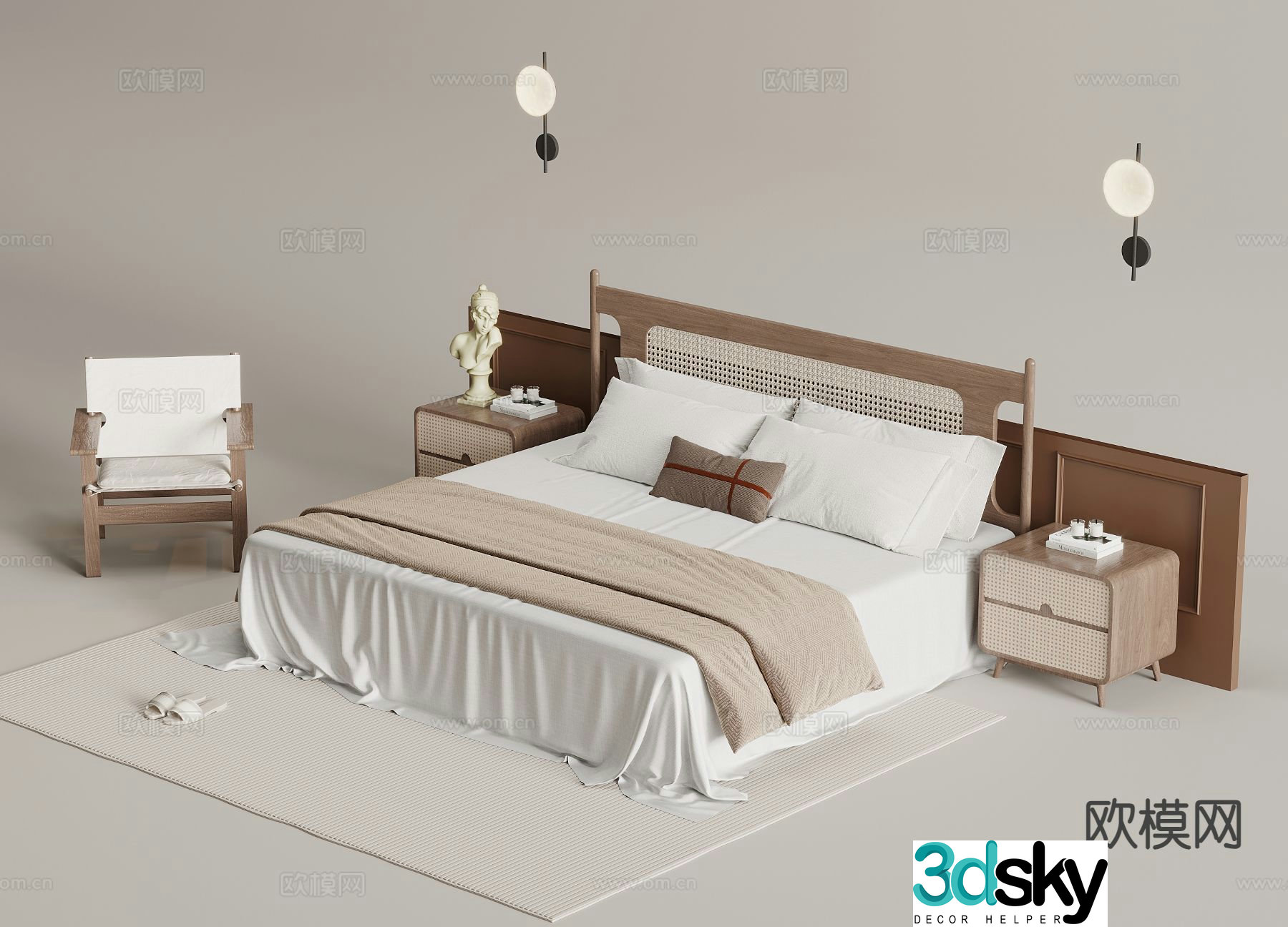 Medieval style double bed 3d model