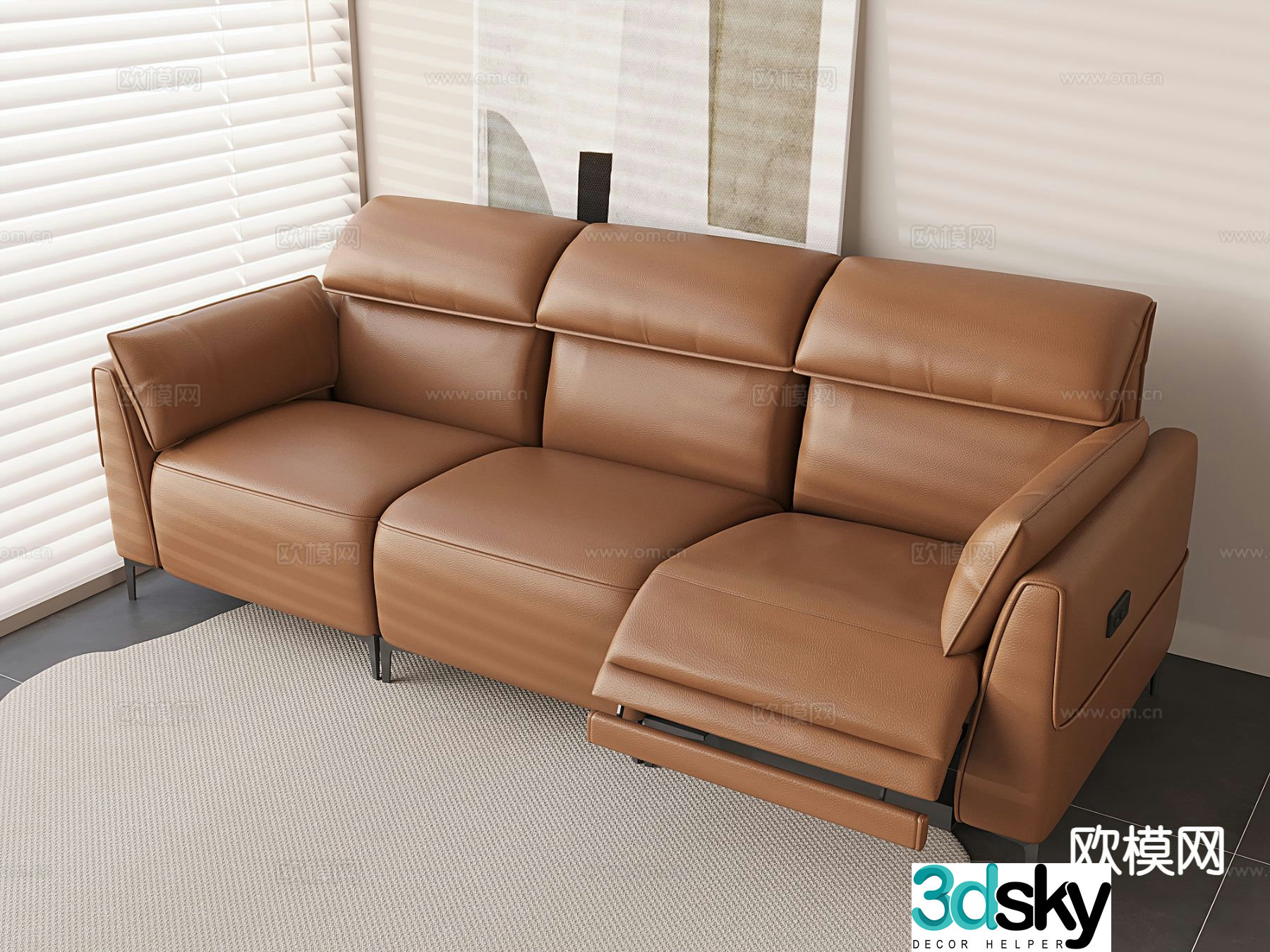 Smart Electric Sofa Leather Sofa Three-person Sofa 3D Model