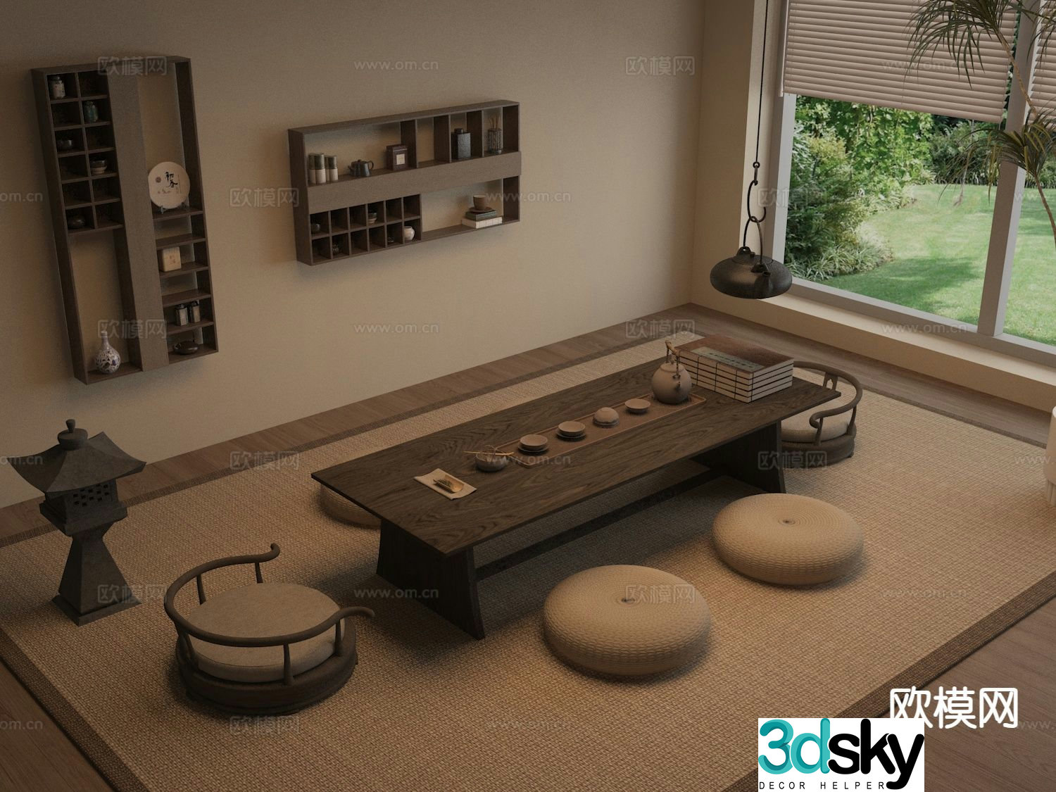 Medieval style tea table tatami tea table 3d model