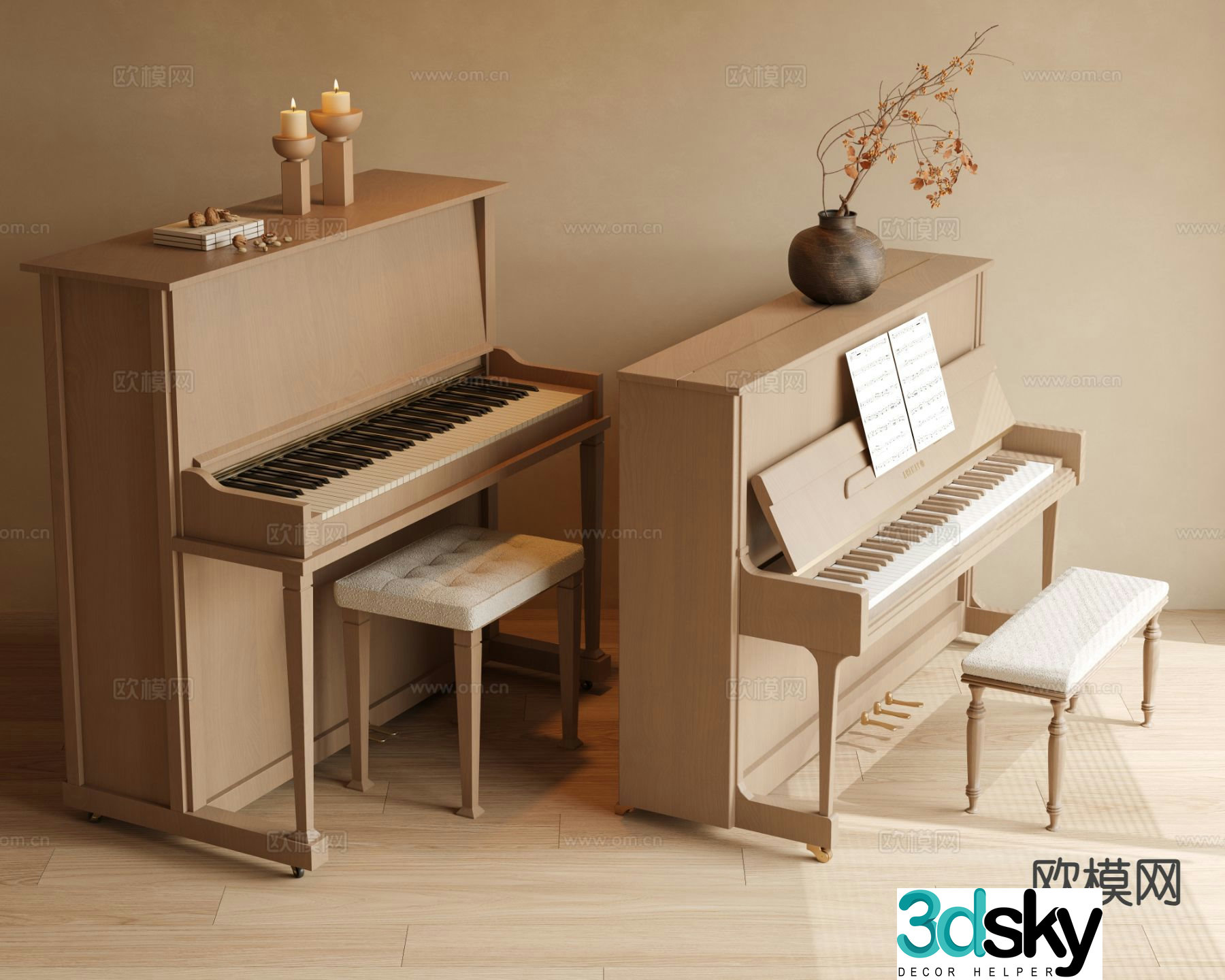 solid wood piano piano instrument 3d model