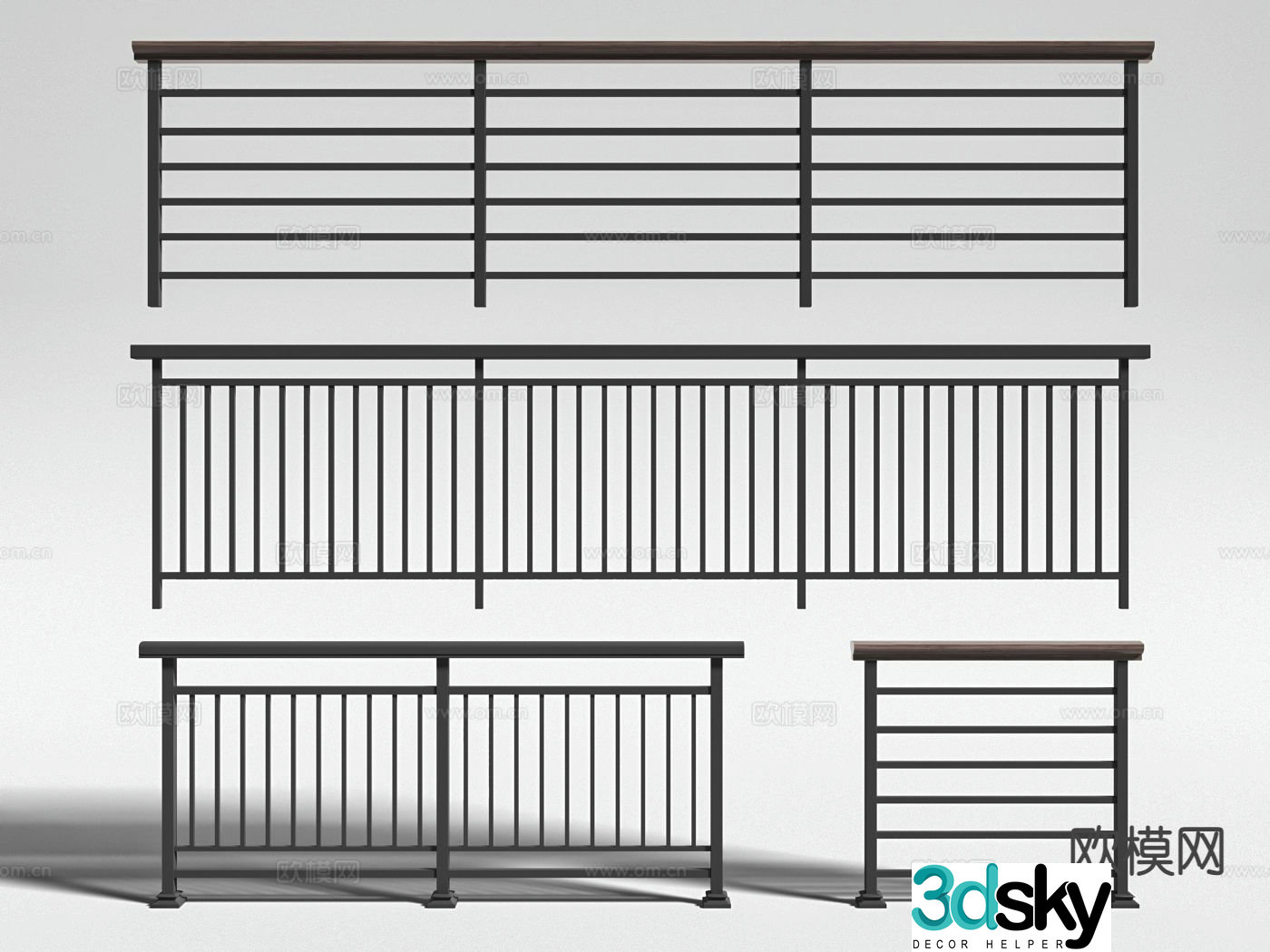 Modern railing guardrail fence fence 3d model