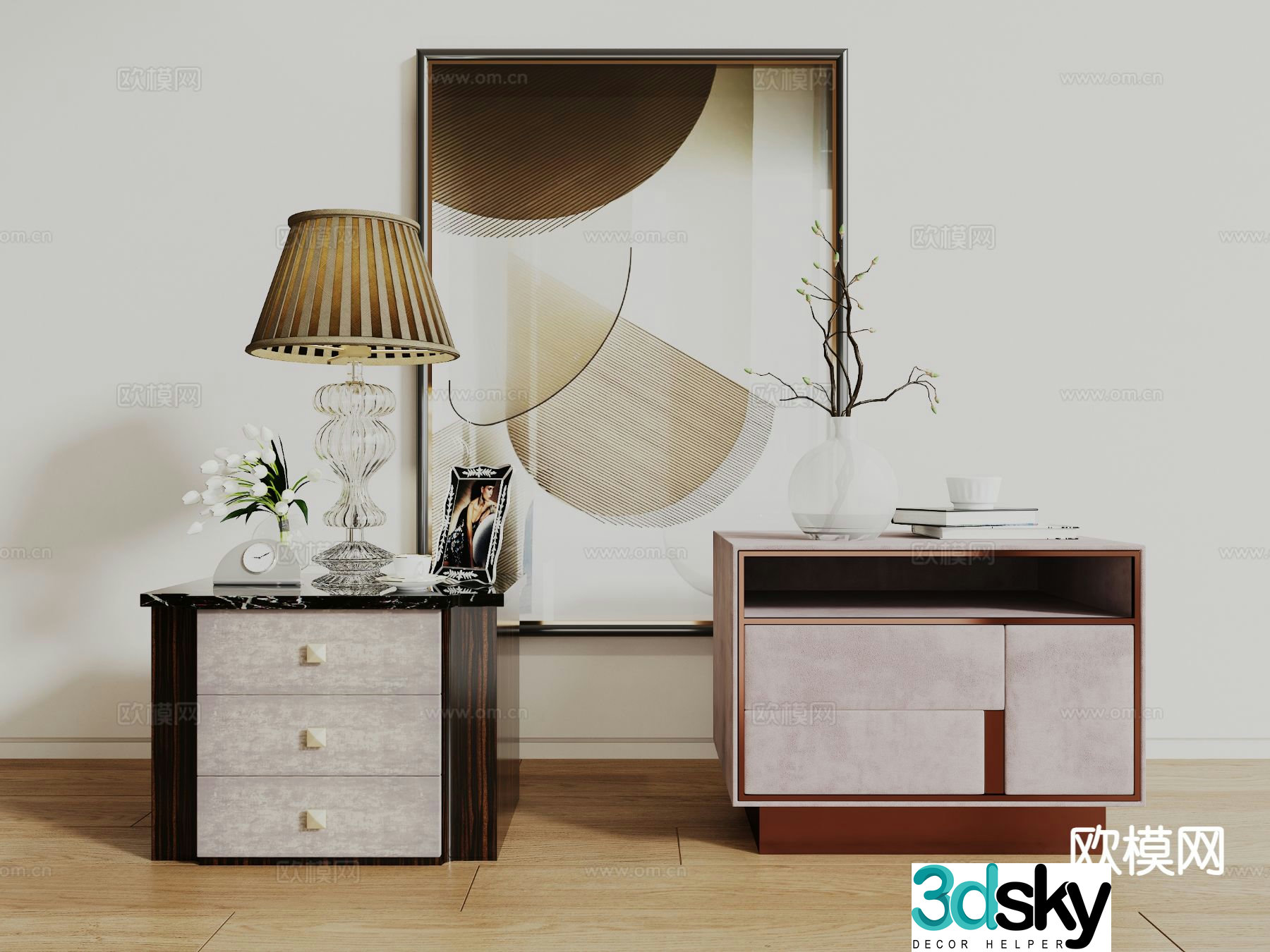 Modern bedside table 3d model