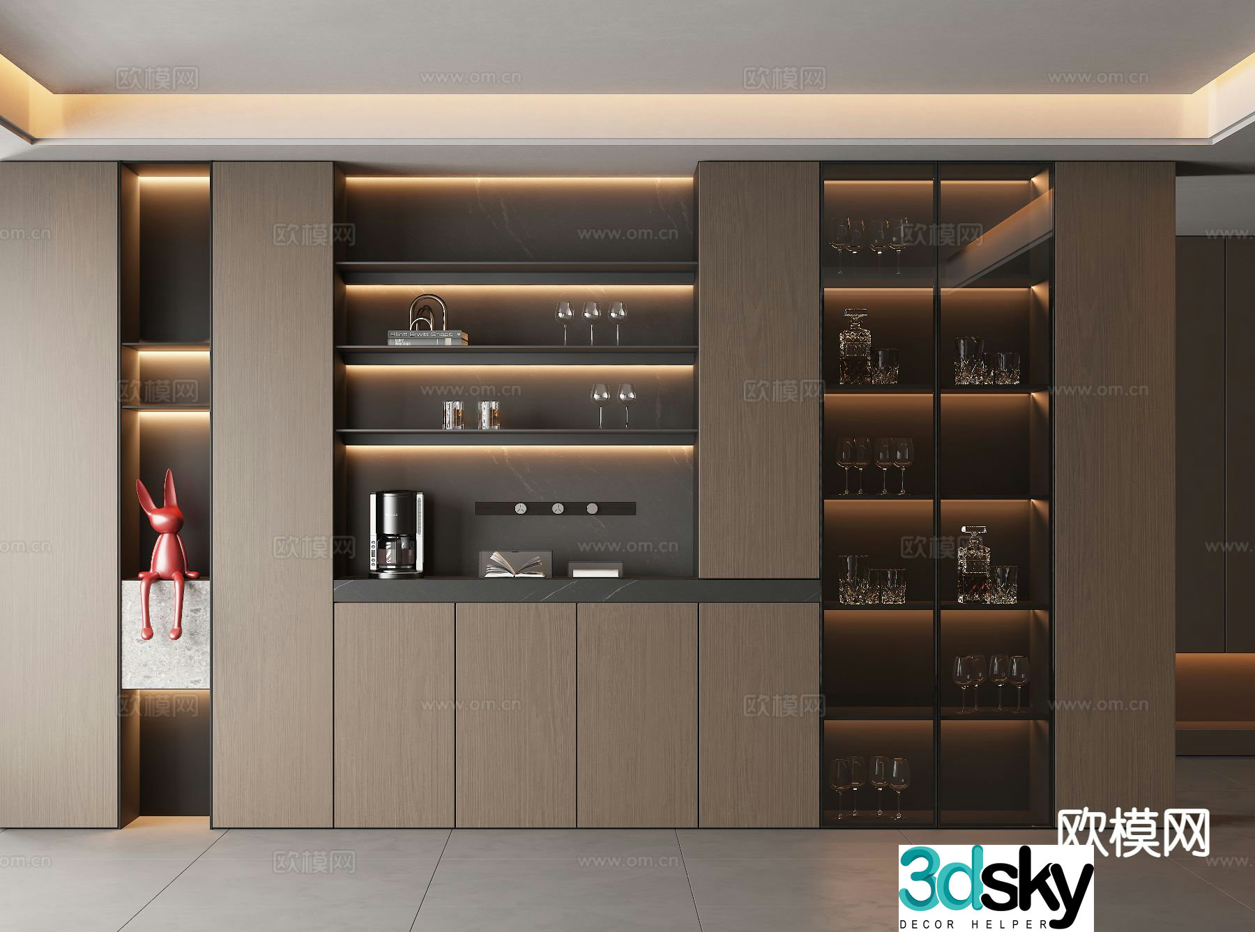Italian wine cabinet sideboard 3d model