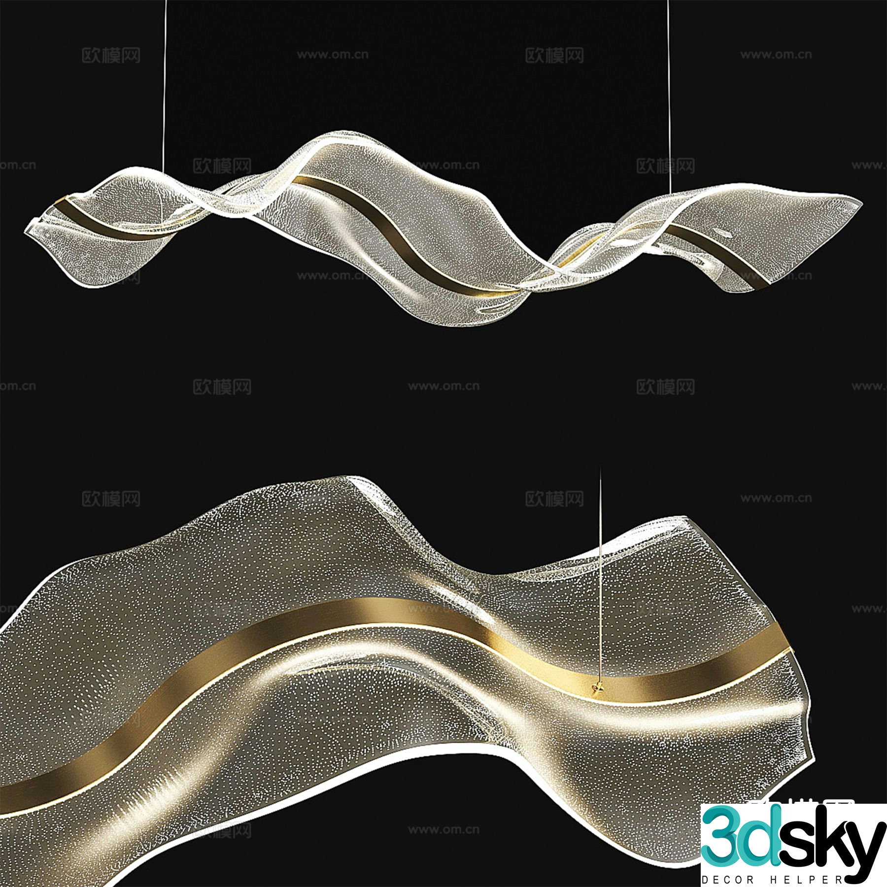 Modern glass chandelier streamer chandelier 3d model
