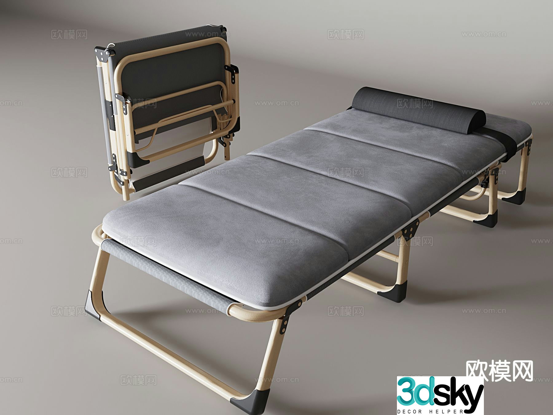 Modern folding bed lunch bed 3d model