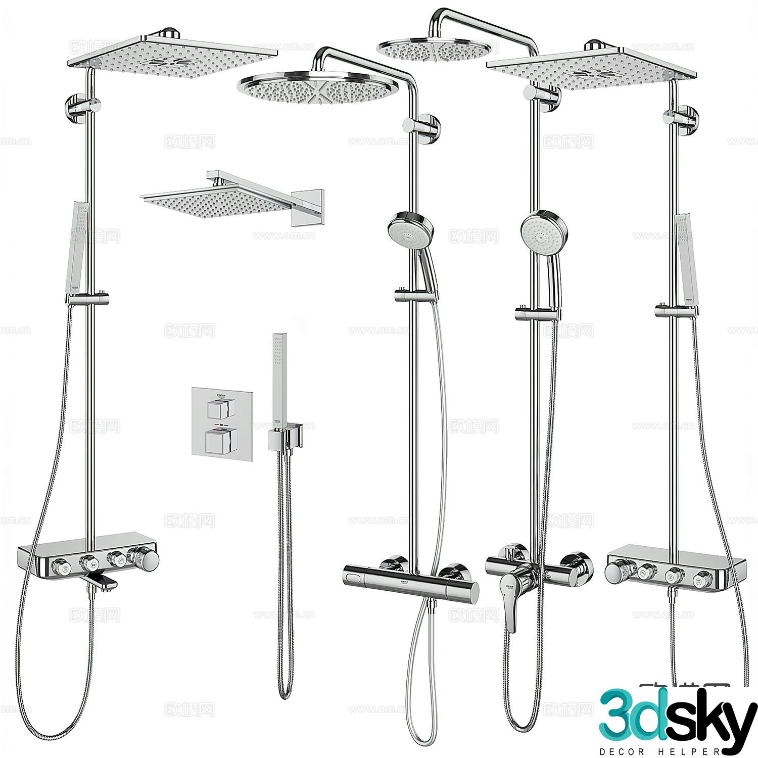 Stainless steel shower shower 3d model