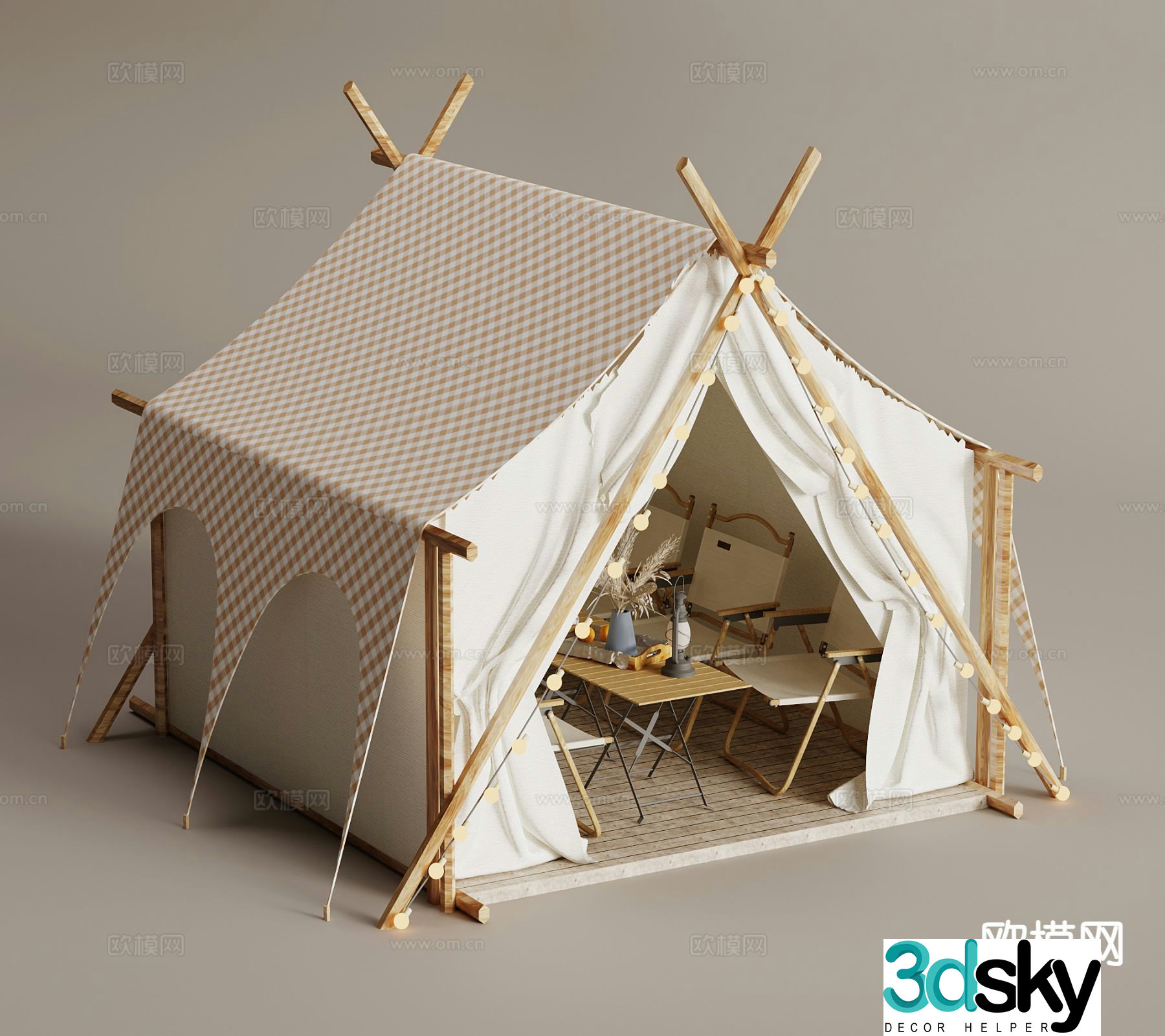 Modern camping tent camping outswing 3d model