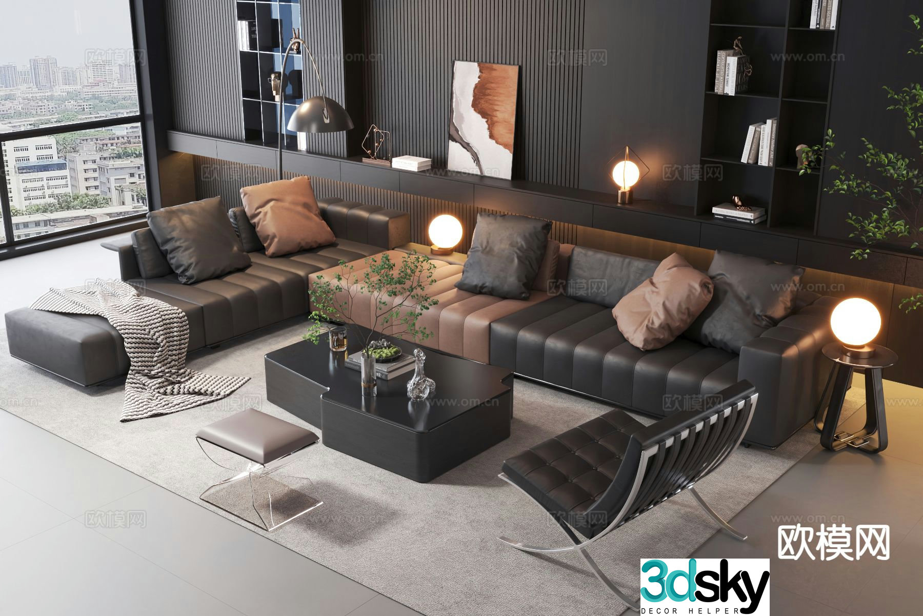 Italian sectional sofa 3d model