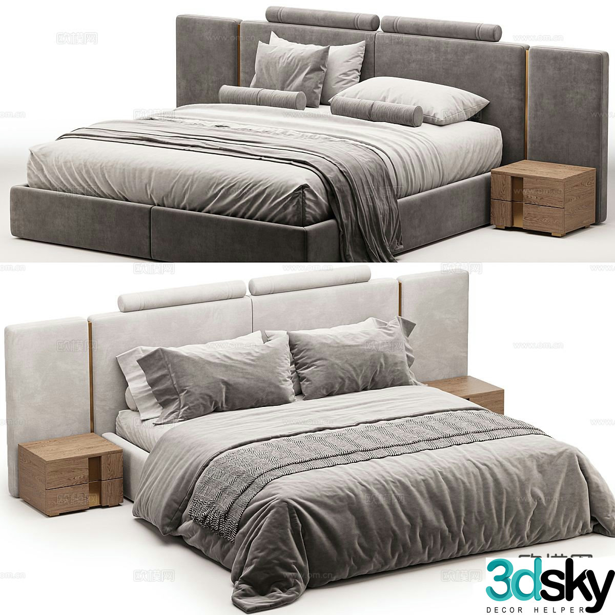 Modern double bed 3d model
