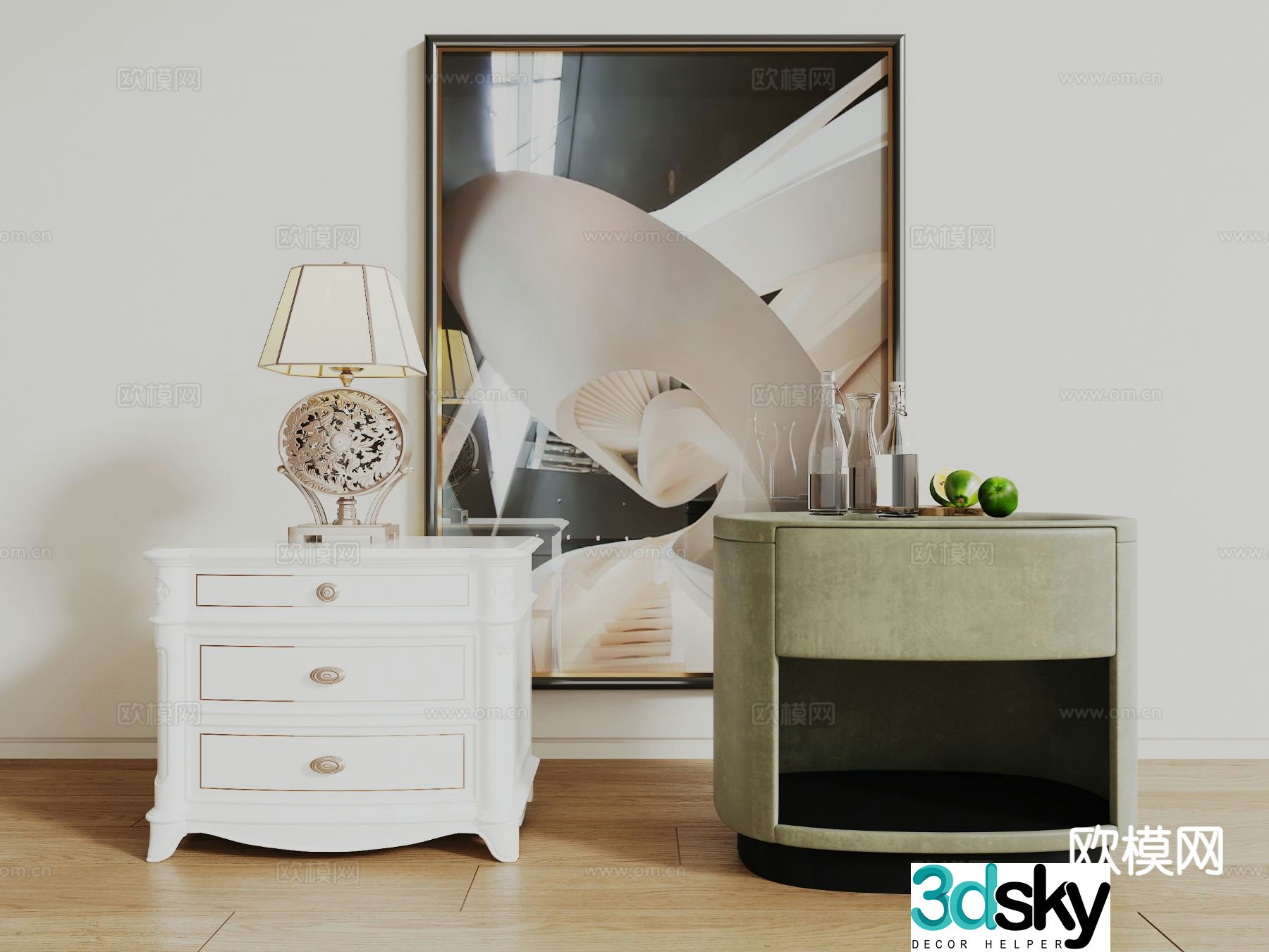 Modern bedside table 3d model