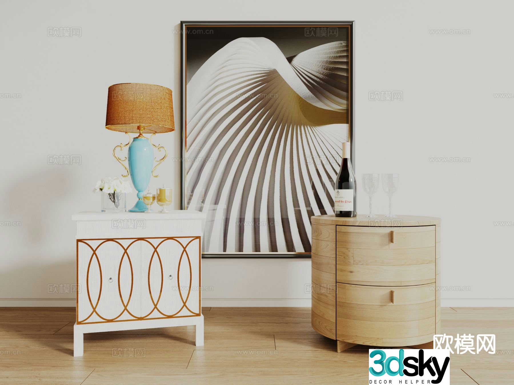 Modern bedside table 3d model