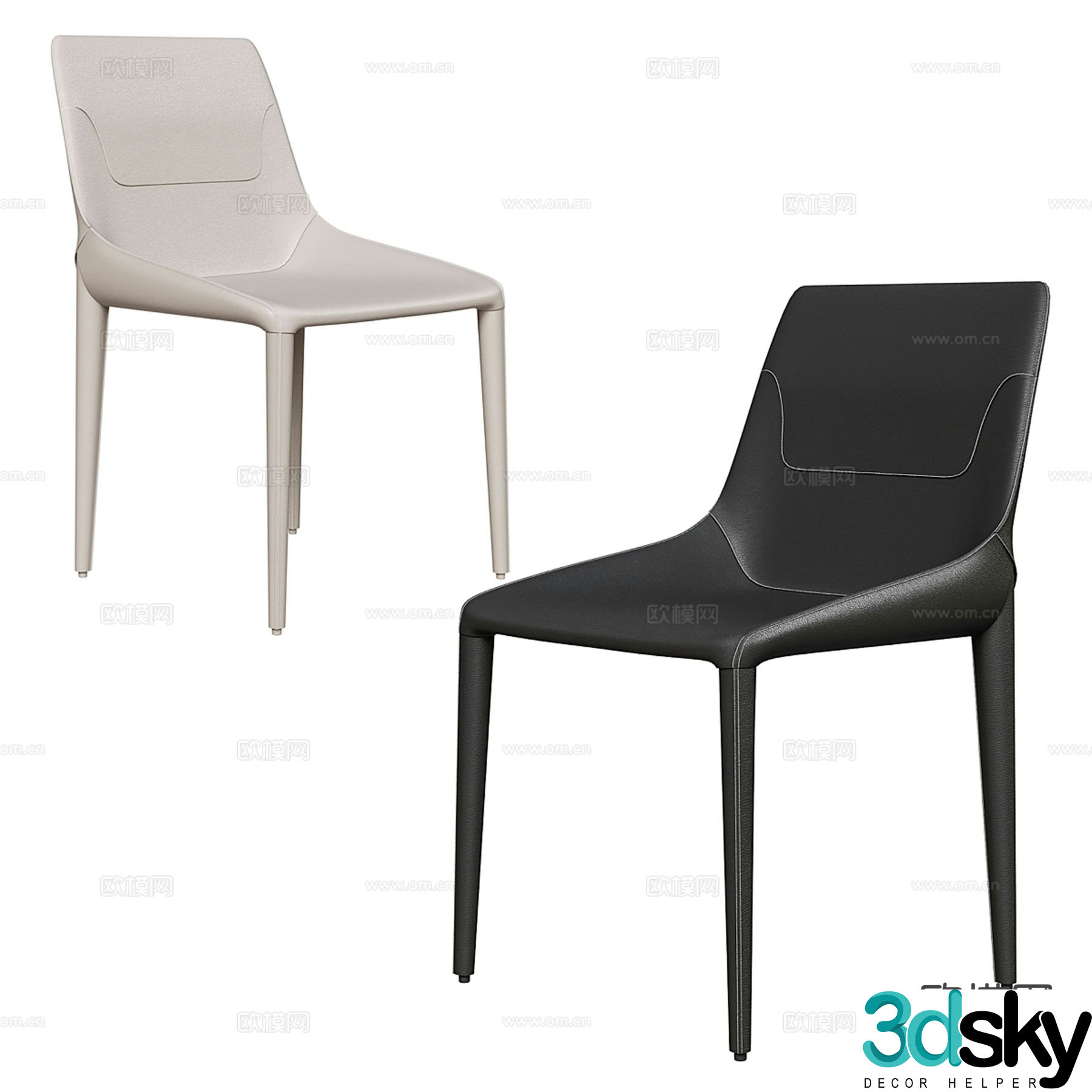 Prosper modern leather chair dining chair 3d model