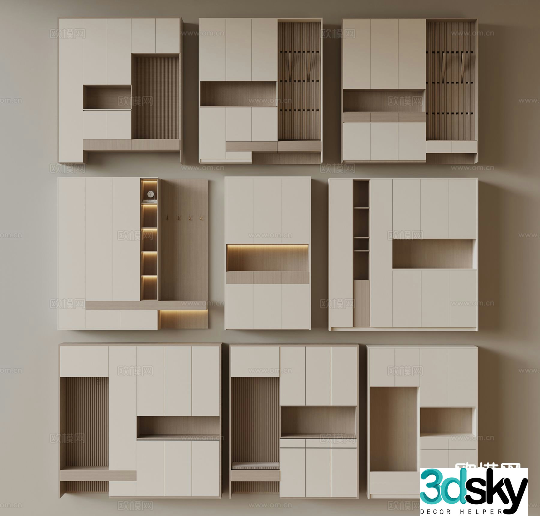 Modern home shoe cabinet 3D model