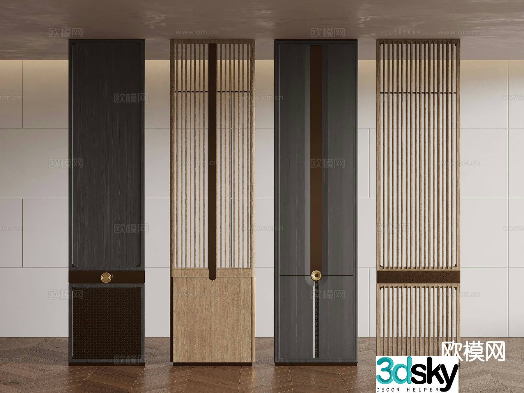 New Chinese-style screen partition 3D model