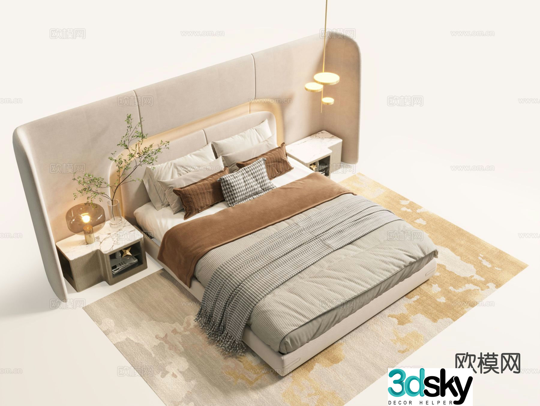 Minotti double bed 3d model